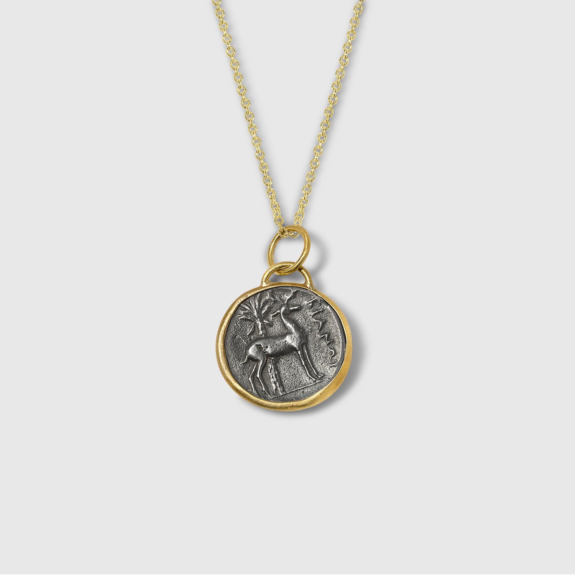 Round Cut Queen Bee Ephesus Coin Tetra Drachm Pendant Charm Coin Amulet w/ Diamonds