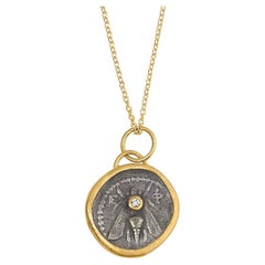 Queen Bee Ephesus Coin Tetra Drachm Pendant Charm Coin Amulet w/ Diamonds