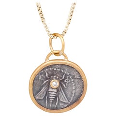Queen Bee, Ephesus Coin, Tetra Drachm, Pendant Necklace Charm Coin Amulet with D