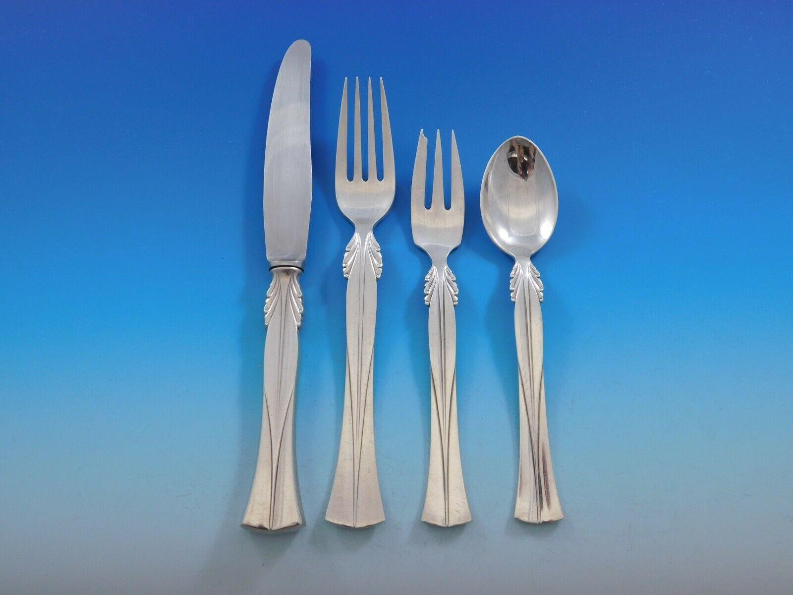 Queen Christina by Frigast Sterling Silver Flatware Set for 12 Service 65 Pieces In Excellent Condition For Sale In Big Bend, WI