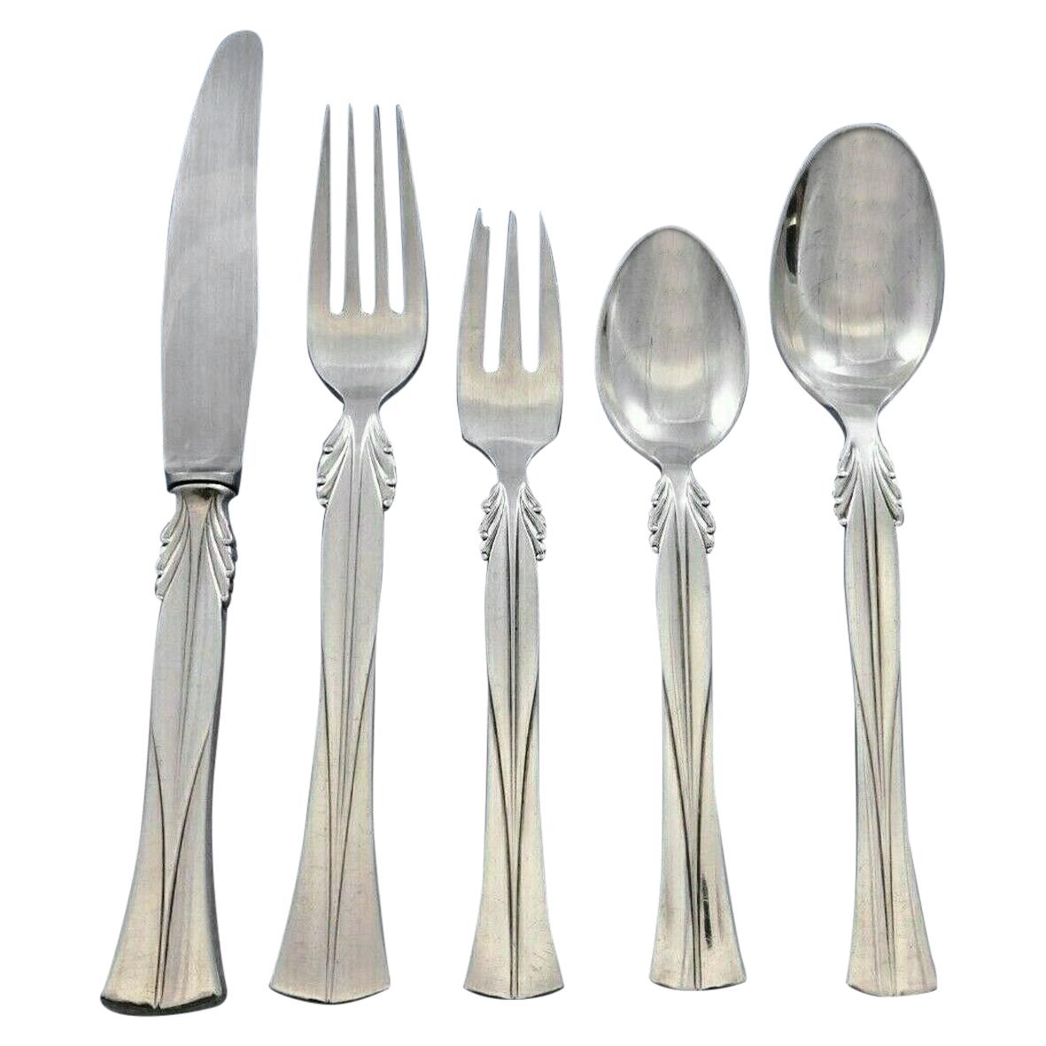 Queen Christina by Frigast Sterling Silver Flatware Set for 12 Service 65 Pieces For Sale