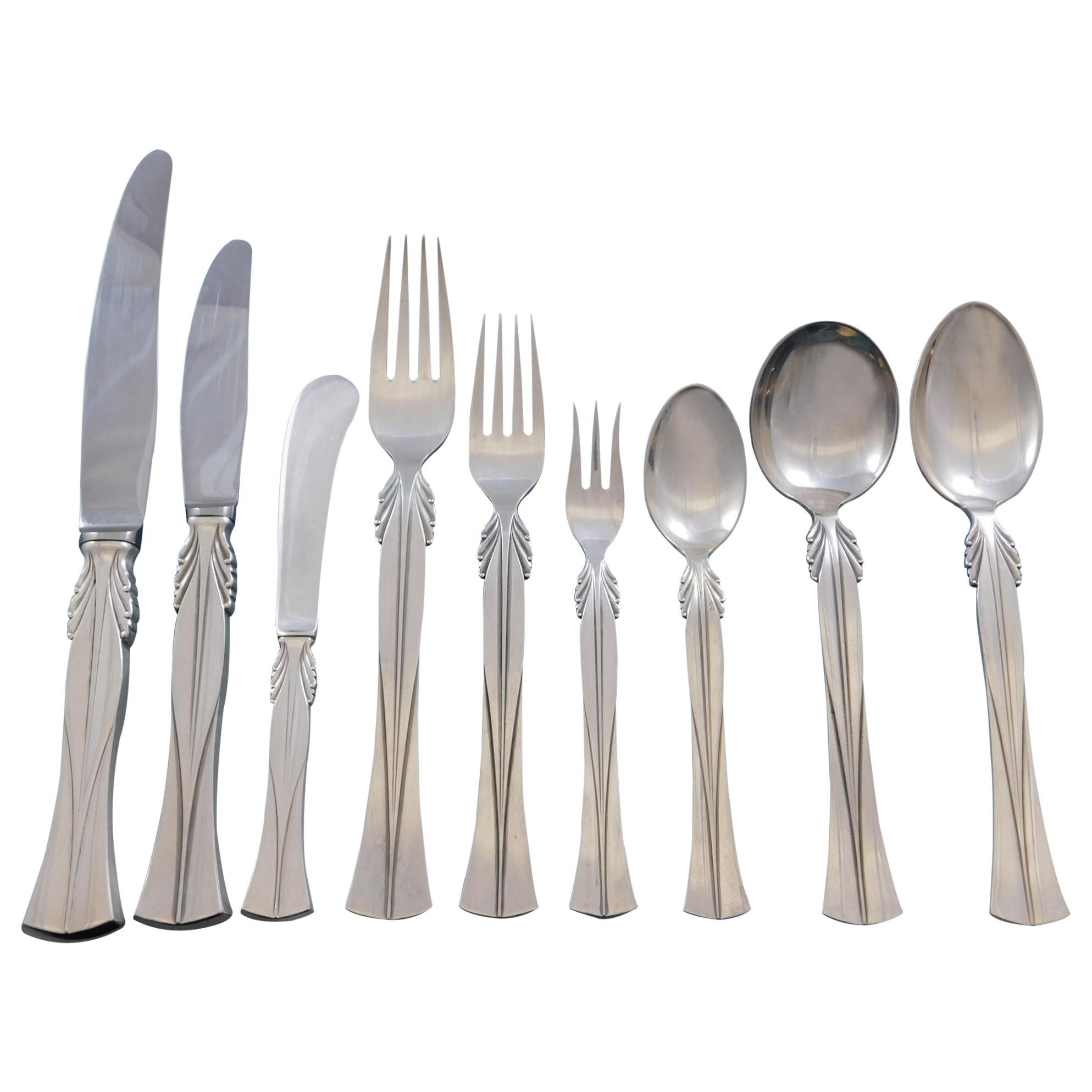 Queen Christina by Frigast Sterling Silver Flatware Set Service 60 Pieces Dinner For Sale