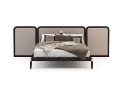 Queen Contemporary Her Bed Made with High Gloss Oak, Handmade by Stylish Club
