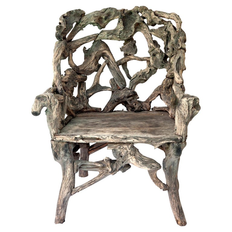 Queen Driftwood and Teak Deck or Patio Chair For Sale at 1stDibs