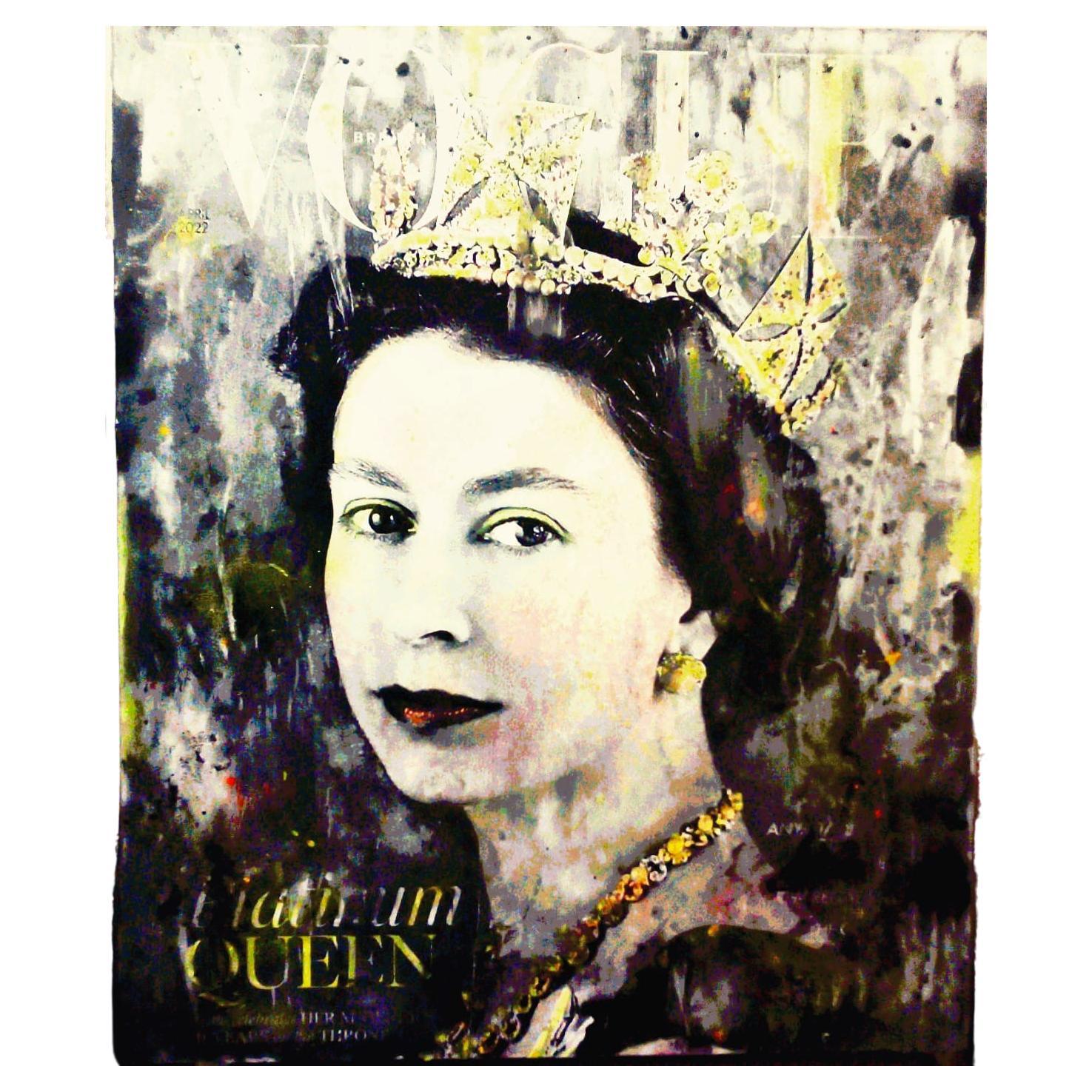 Peinture post-moderne de la reine Elisabetta II en vente
