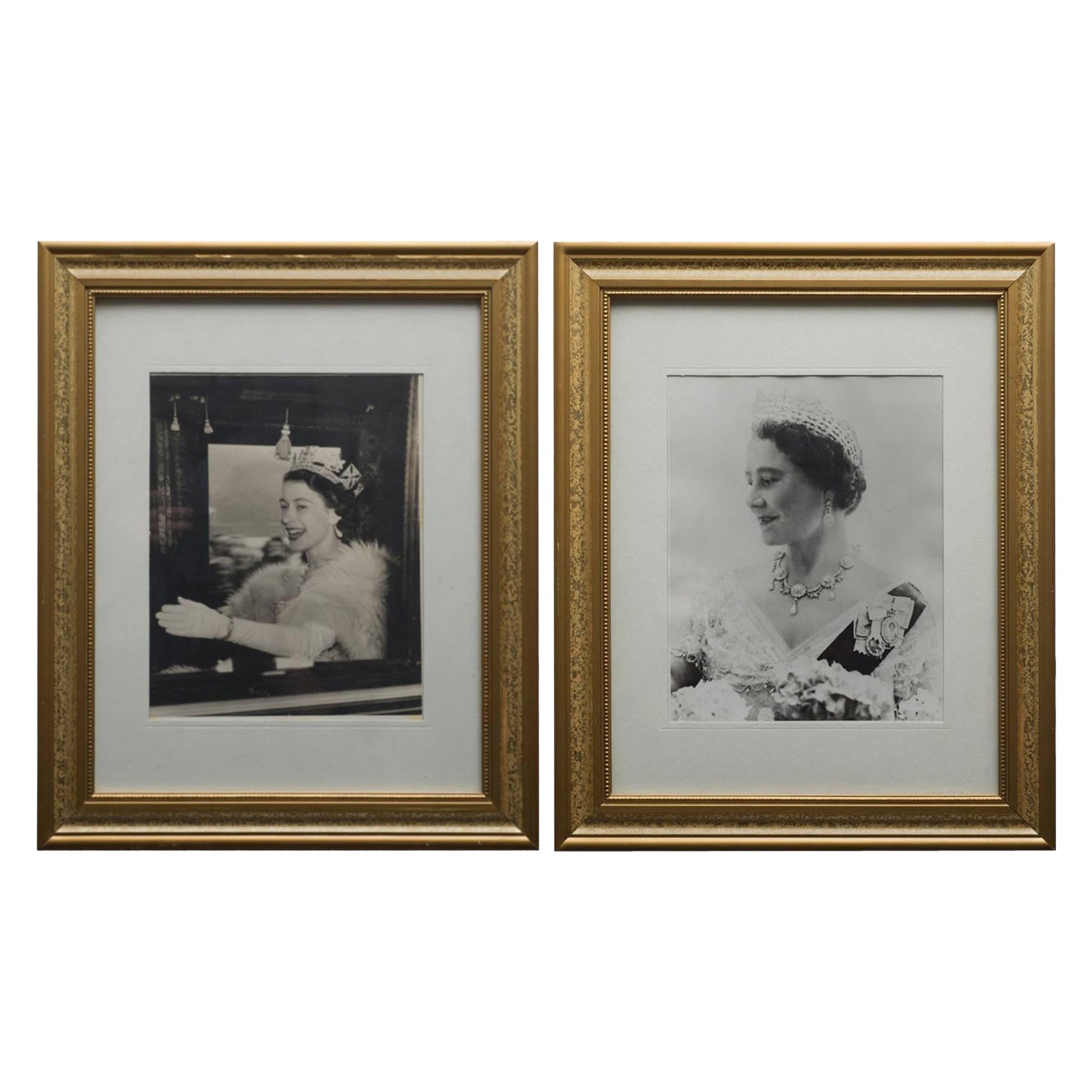 Queen Elizabeth  and Queen Mother Period Framed  Photographs