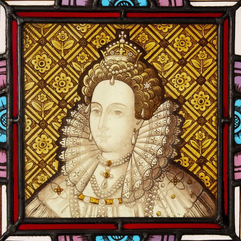 Inglese Vetrata antica della Regina Elisabetta I in vendita