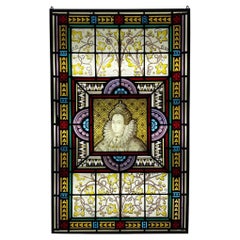 Queen Elizabeth I Antique Stained Glass Window
