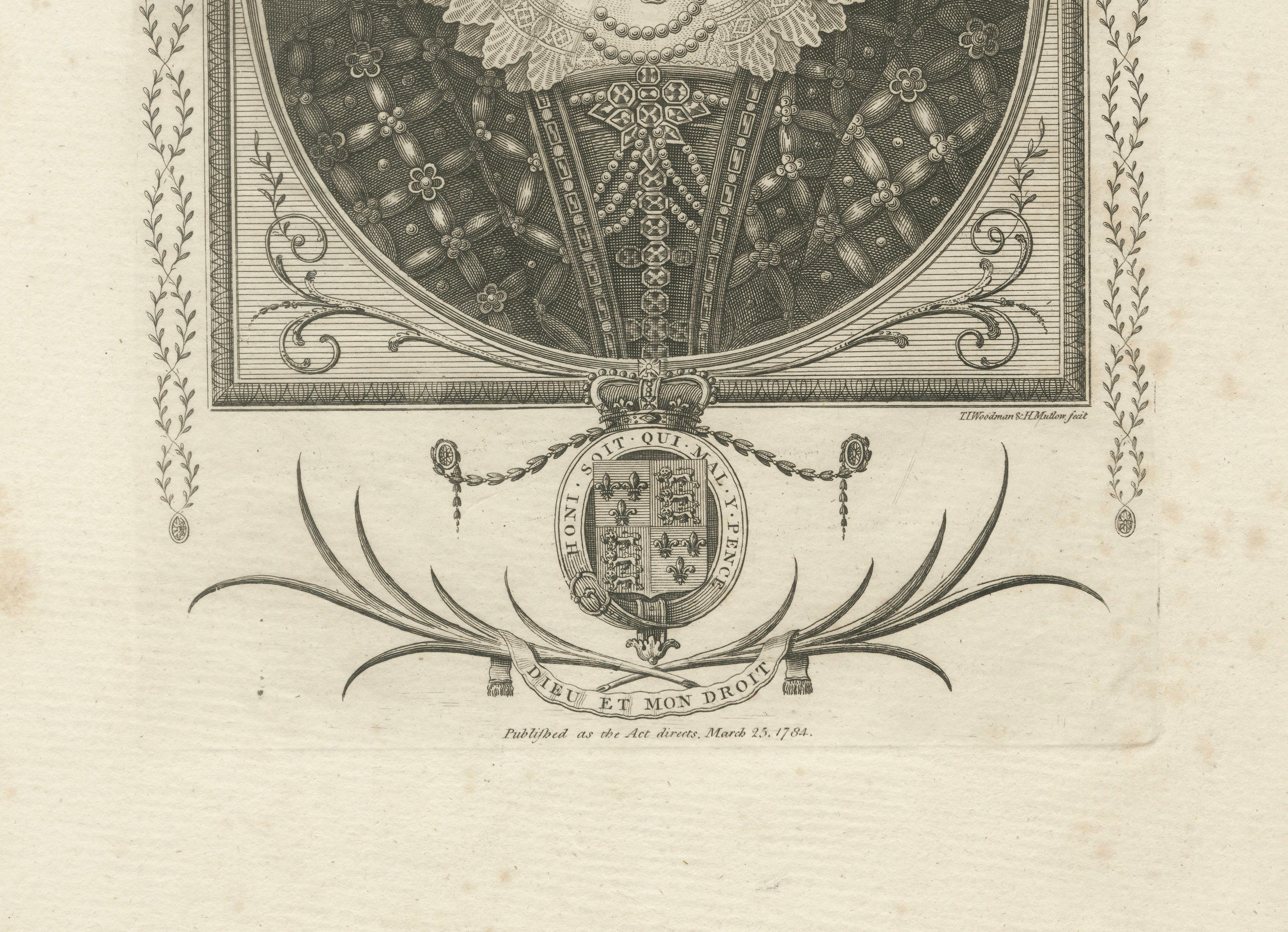 Queen Elizabeth I Portrait Engraving, Antique British Royal Print 1784