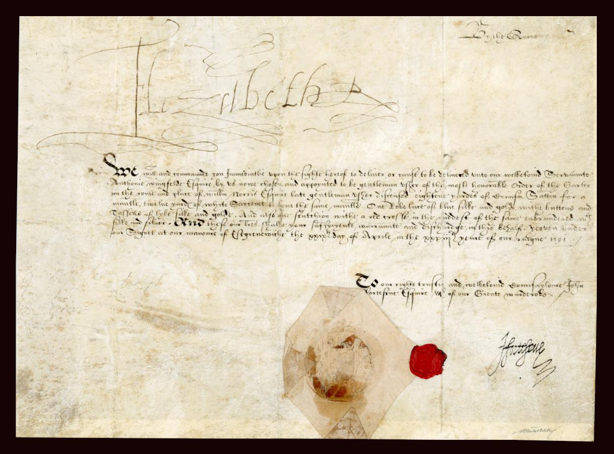 Queen Elizabeth i Signed Royal Manuscript with Certificate of Authenticity  In Good Condition For Sale In Jersey, GB
