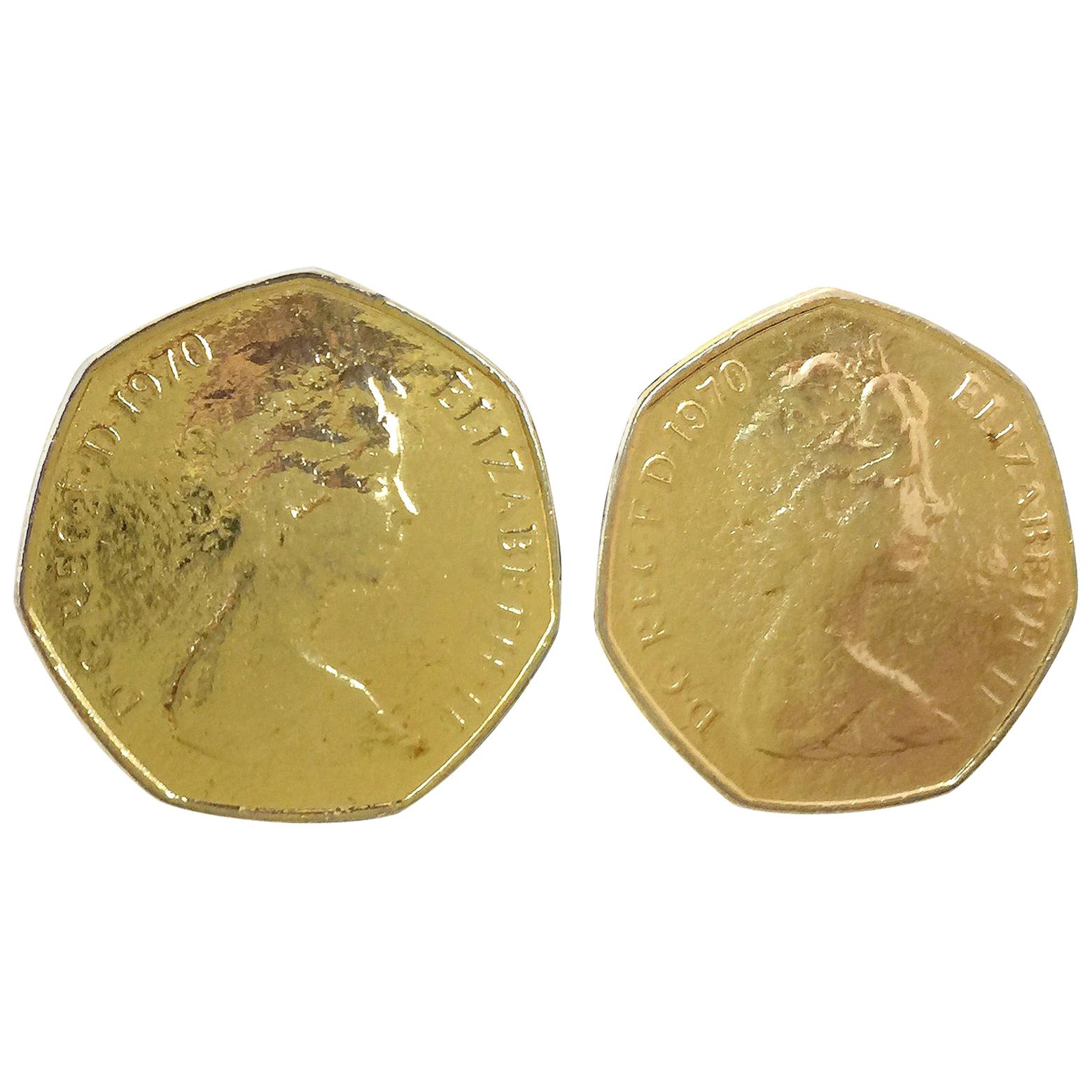 Queen Elizabeth II 1970's Gold Tone Clip On Earrings