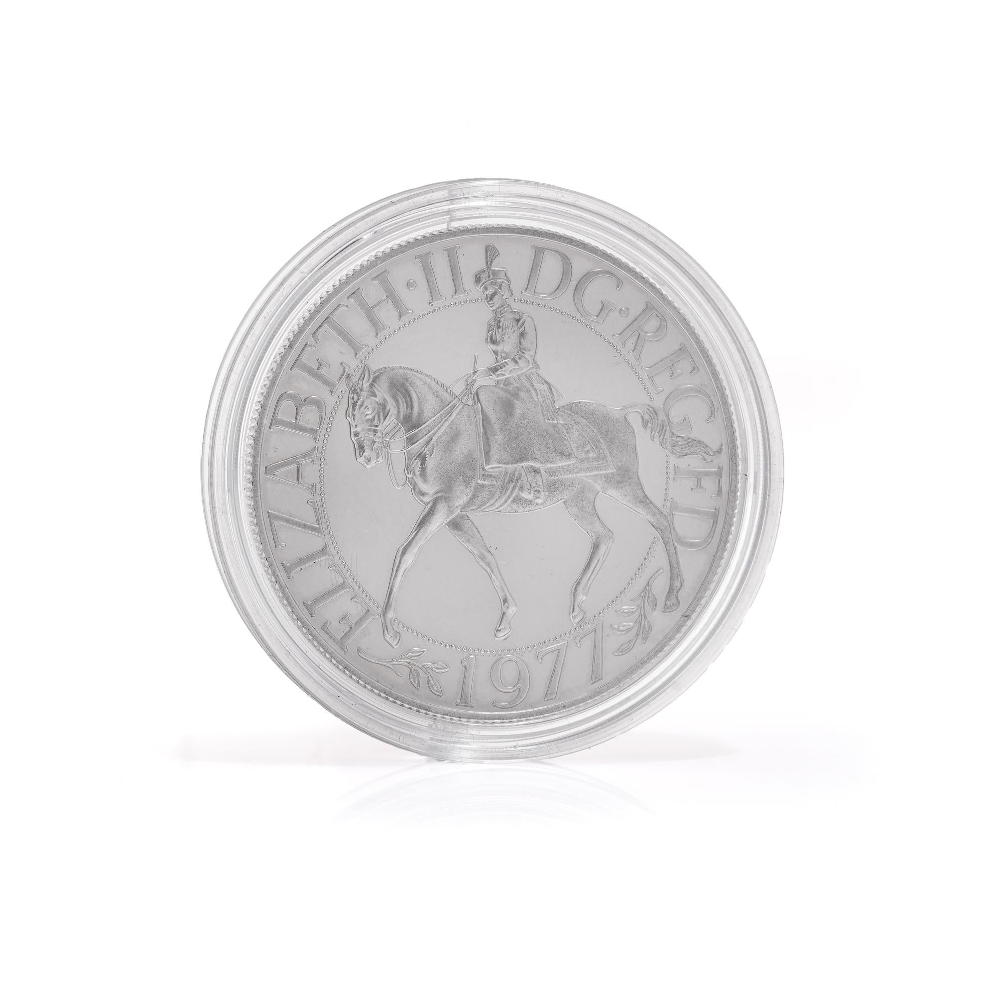 Königin Elisabeth II. 1977 Krone Silberne Jubiläumsmünze  im Angebot 1