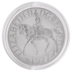 Antique Queen Elizabeth II 1977 Crown Silver Jubilee coin 