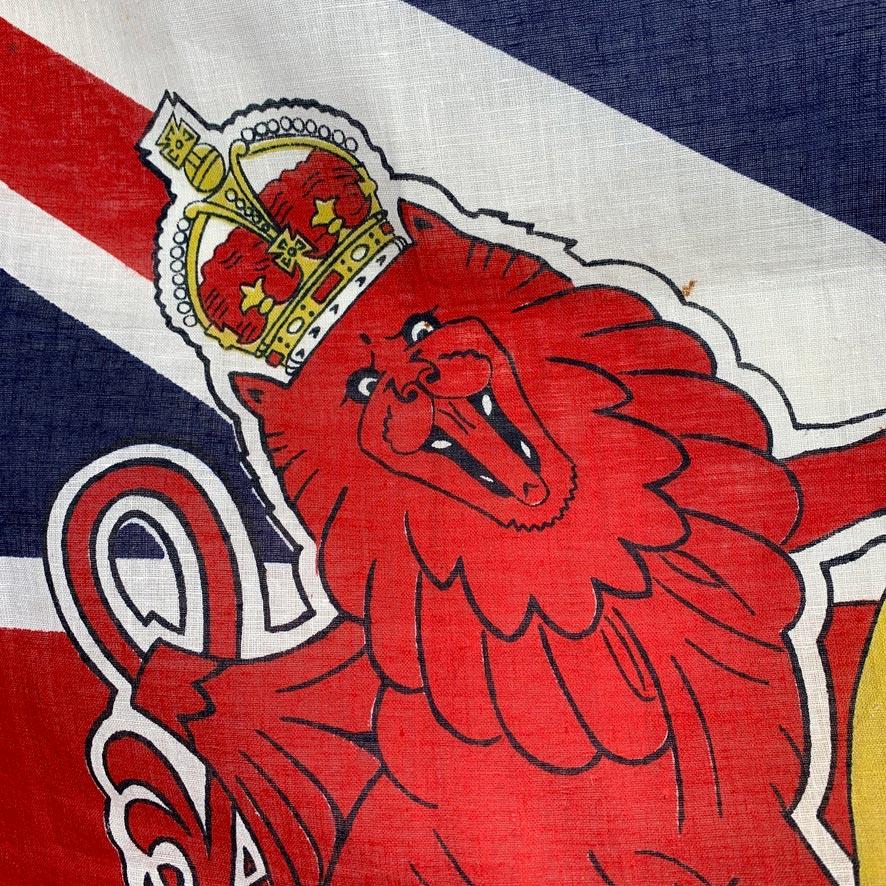 Cotton Queen Elizabeth II Coronation Flag 1953 For Sale