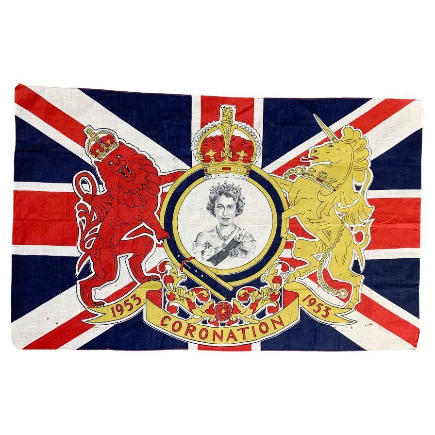 Queen Elizabeth II Coronation Flag 1953 For Sale