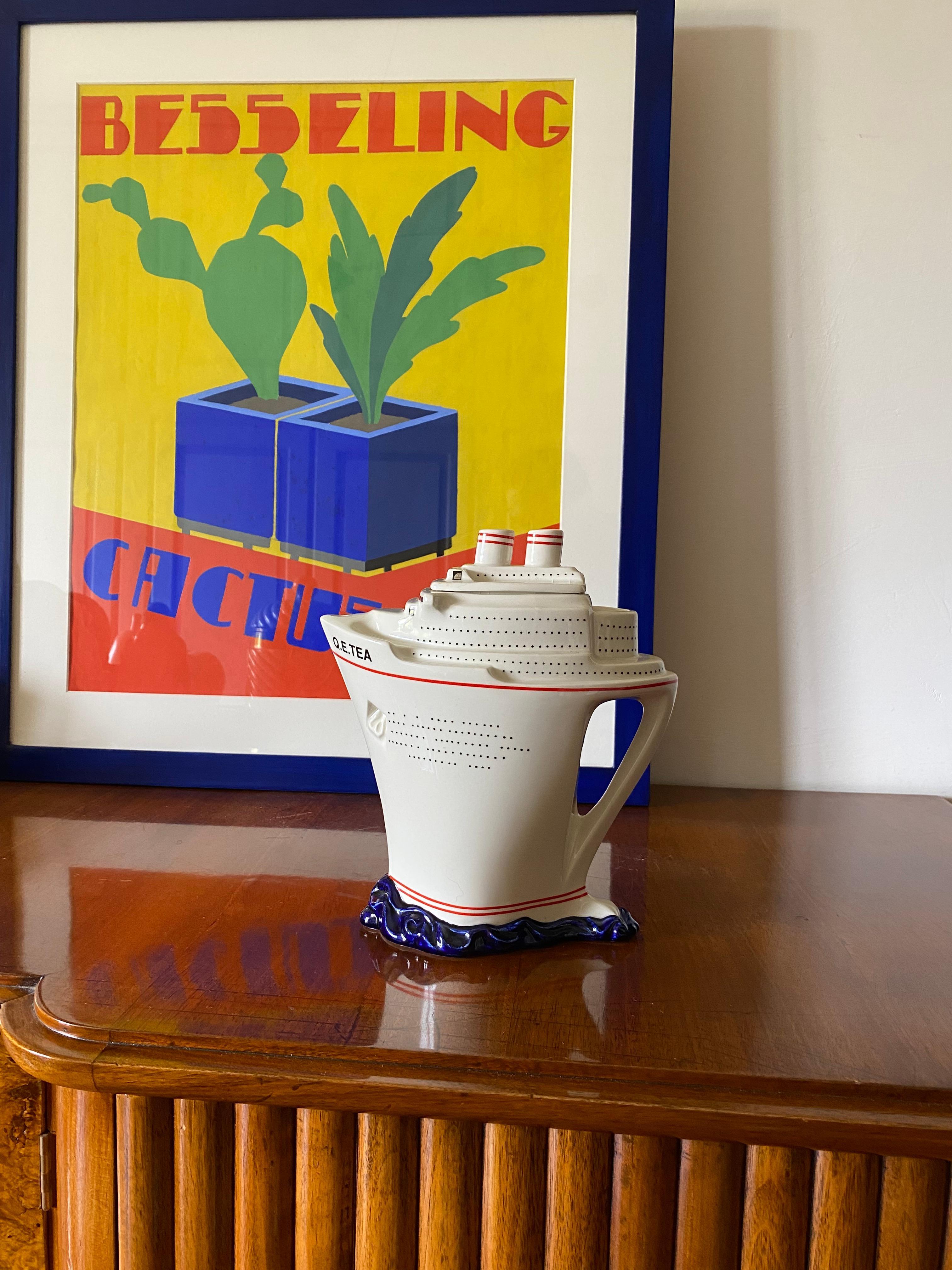 British Queen Elizabeth II Cruise Ship Teapot, Paul Cardew, UK, 2000s