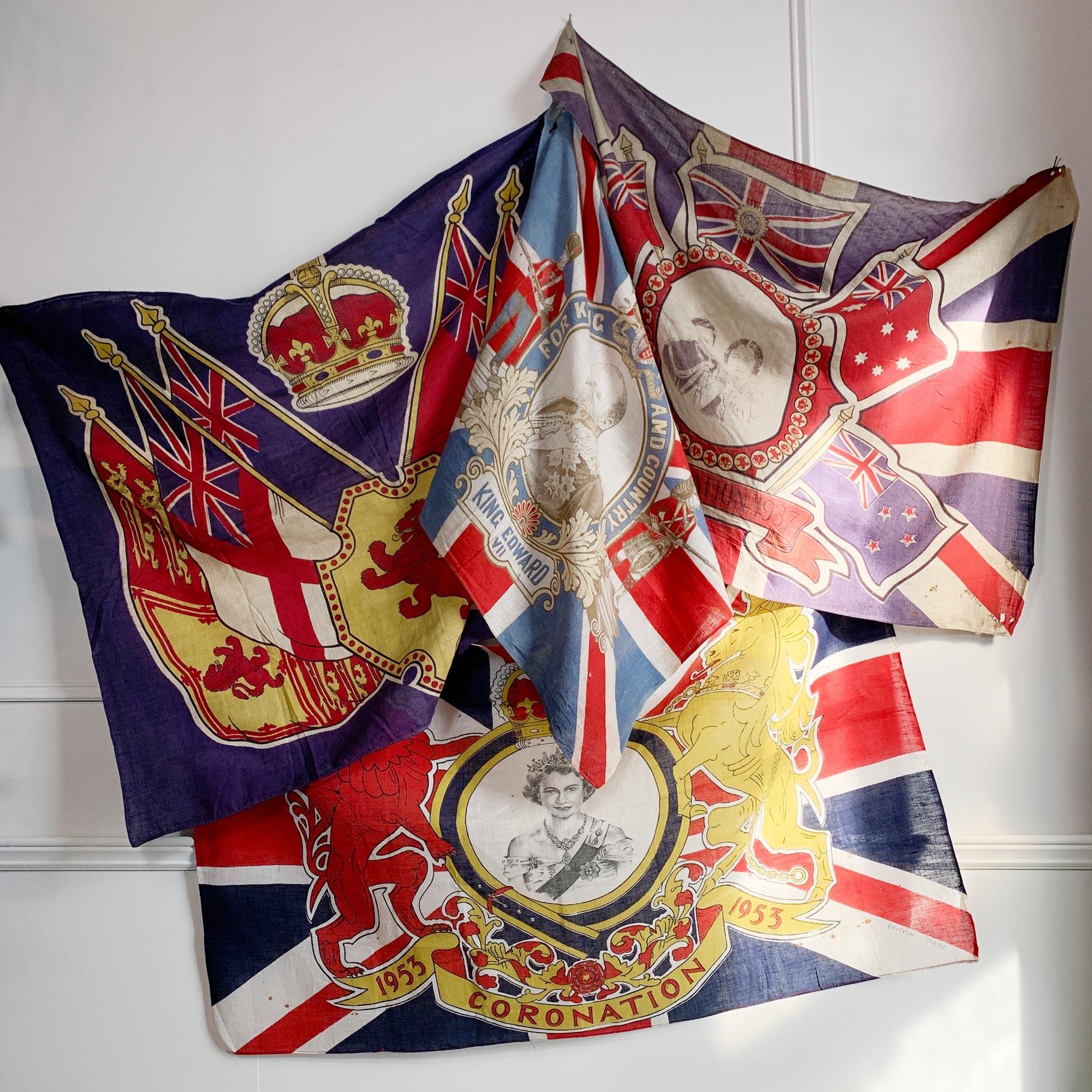 Coton Reine Elizabeth ii Drapeau Union Jack Ordre de la Jarretière Honi Soit Mal Y Pense en vente