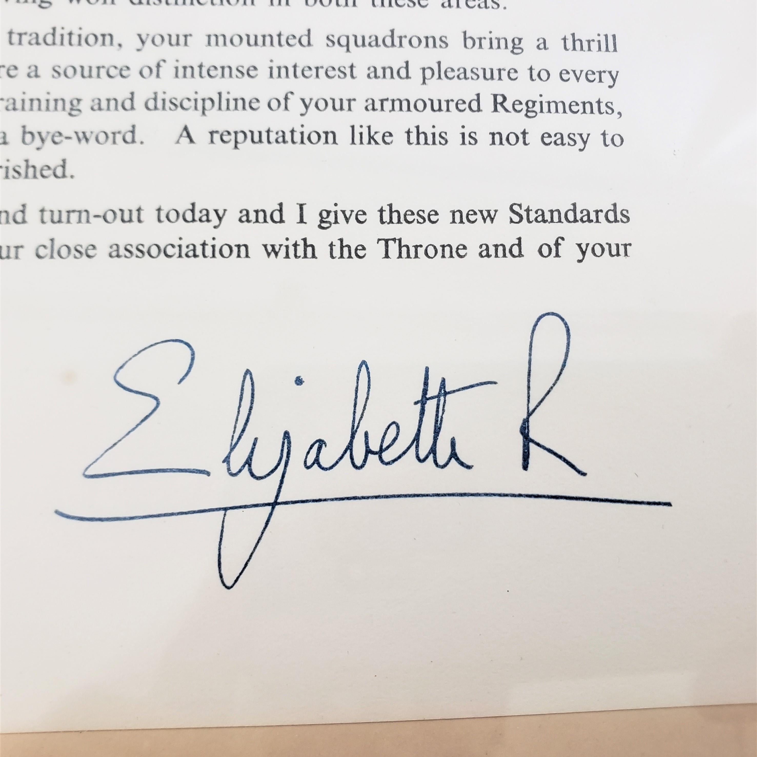 English Queen Elizabeth II Signed Letter for the Presentation of Standards 1963 & Photos
