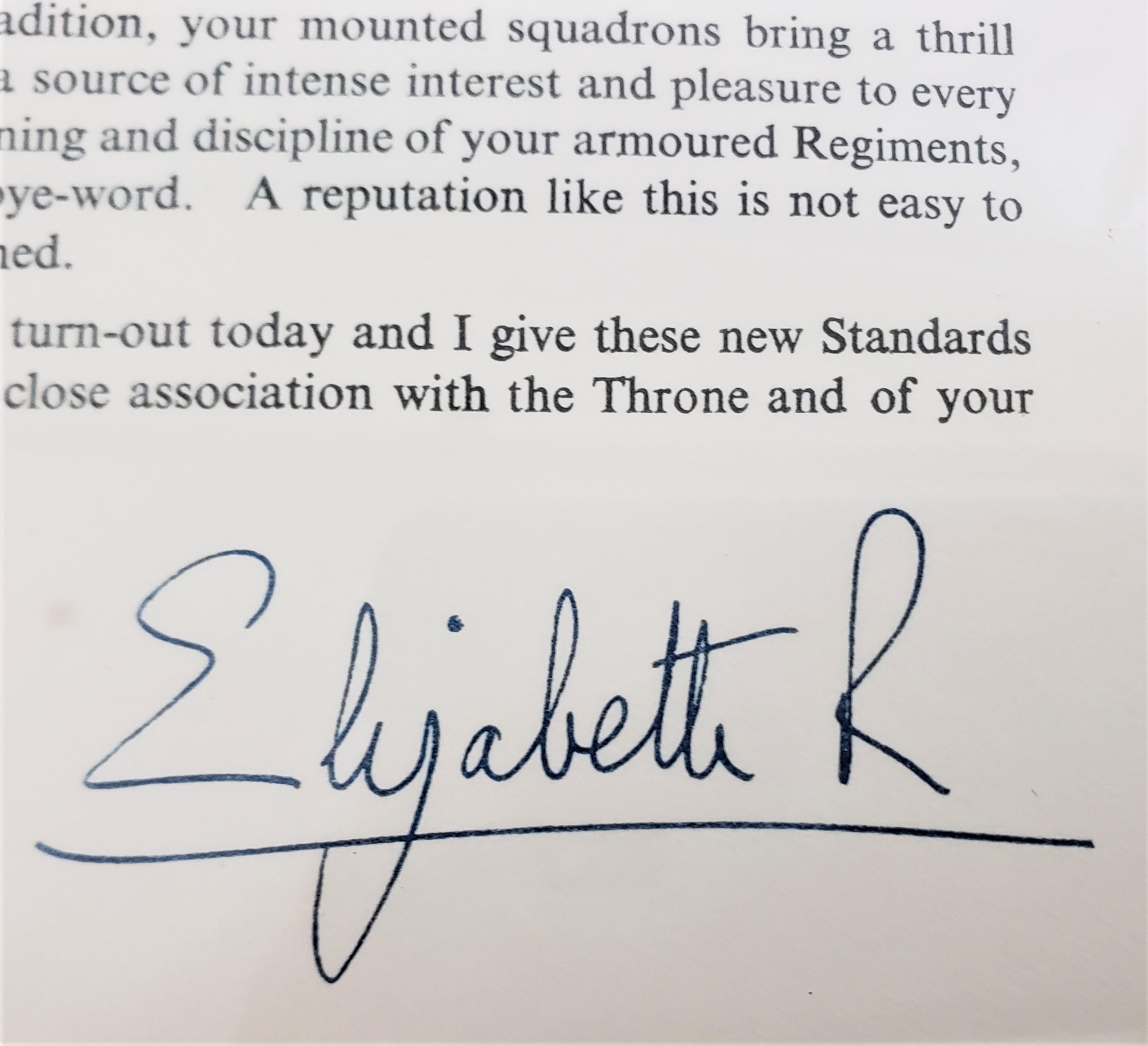 Hand-Crafted Queen Elizabeth II Signed Letter for the Presentation of Standards 1963 & Photos