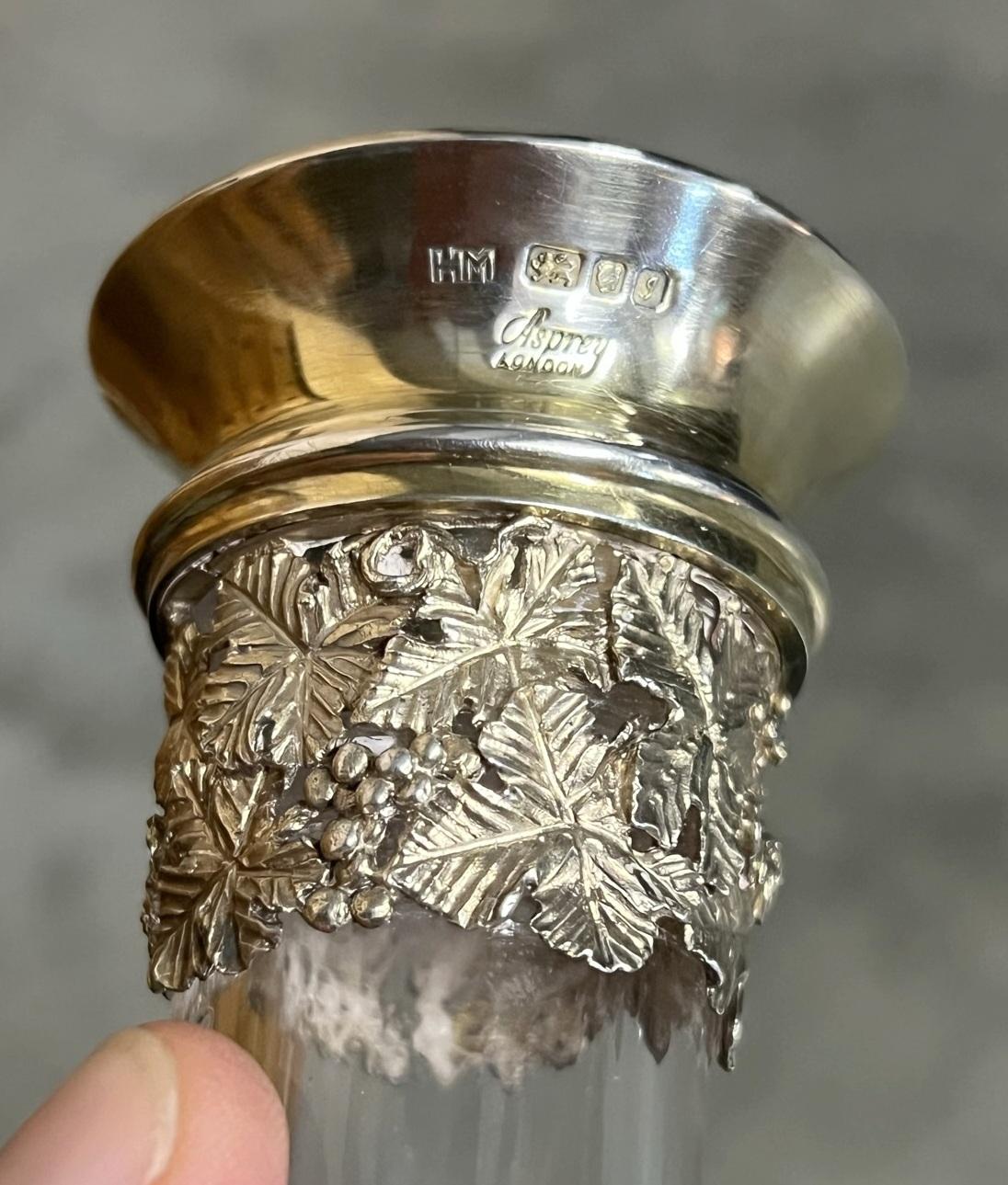 Queen Elizabeth II Sterling Silver Asprey Drinks Decanter Bar & Goblets Suite For Sale 11