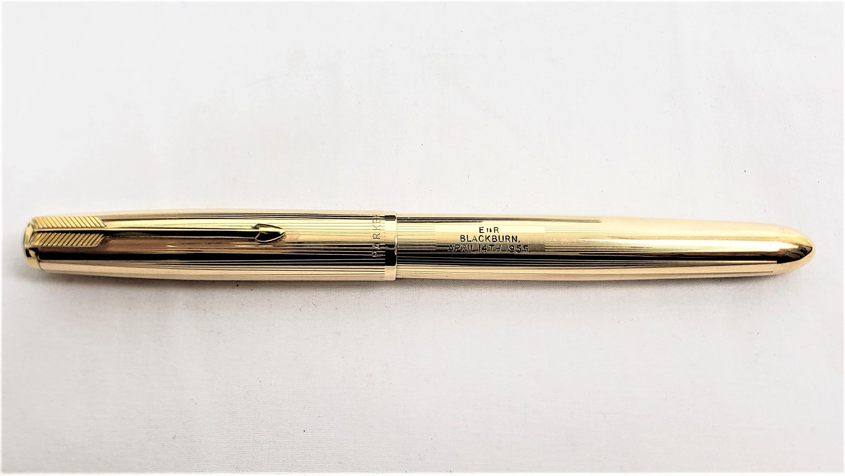 Mid-Century Modern Queen Elizabeth II Used & Presented Parker Gold Filled Pen from Blackburn Visit