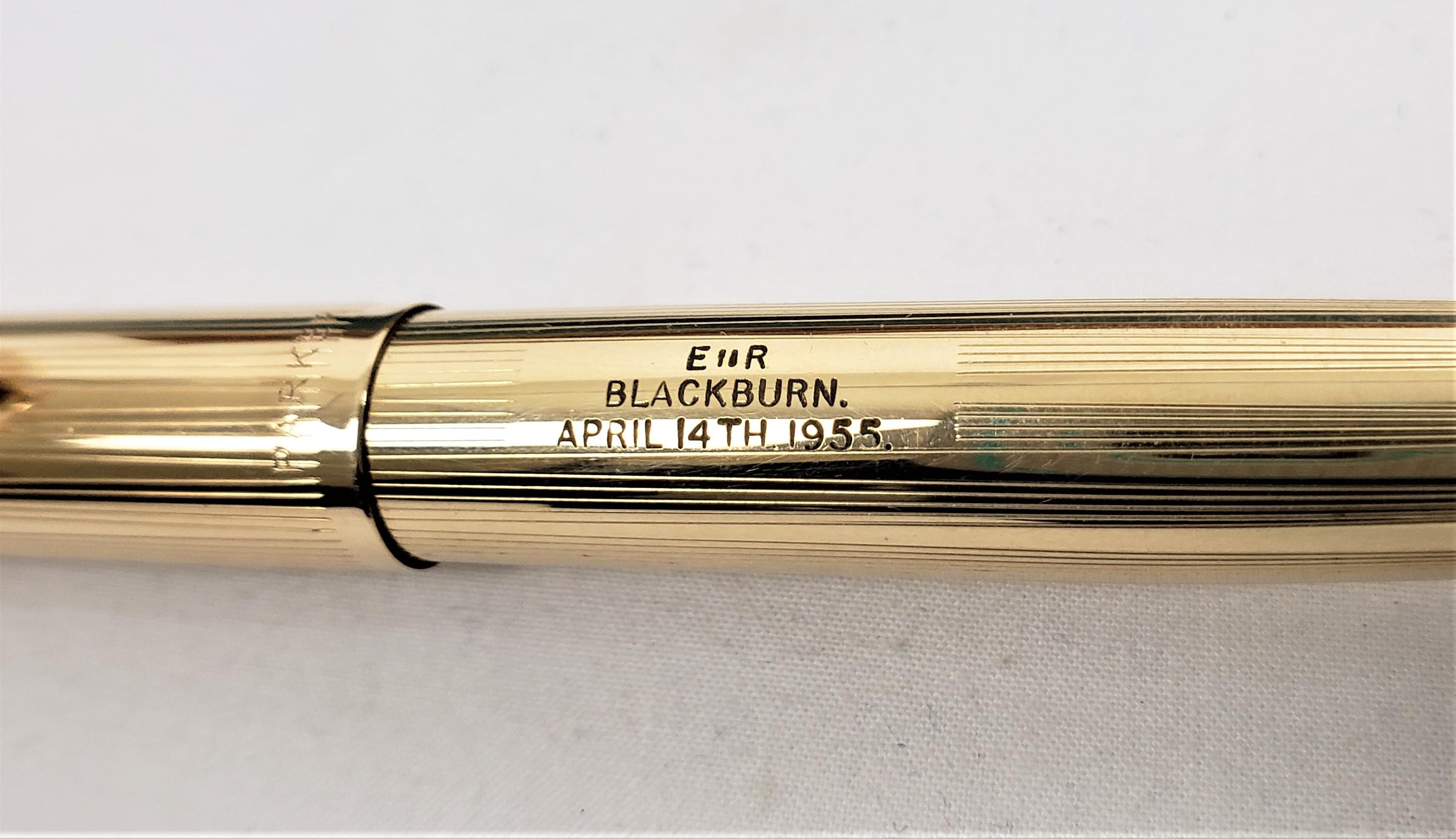Machine-Made Queen Elizabeth II Used & Presented Parker Gold Filled Pen from Blackburn Visit