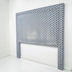 Queen Headboard Upholstered in Blue & White Designer Fabric