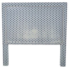 Queen Headboard Upholstered in Blue & White Designer Fabric