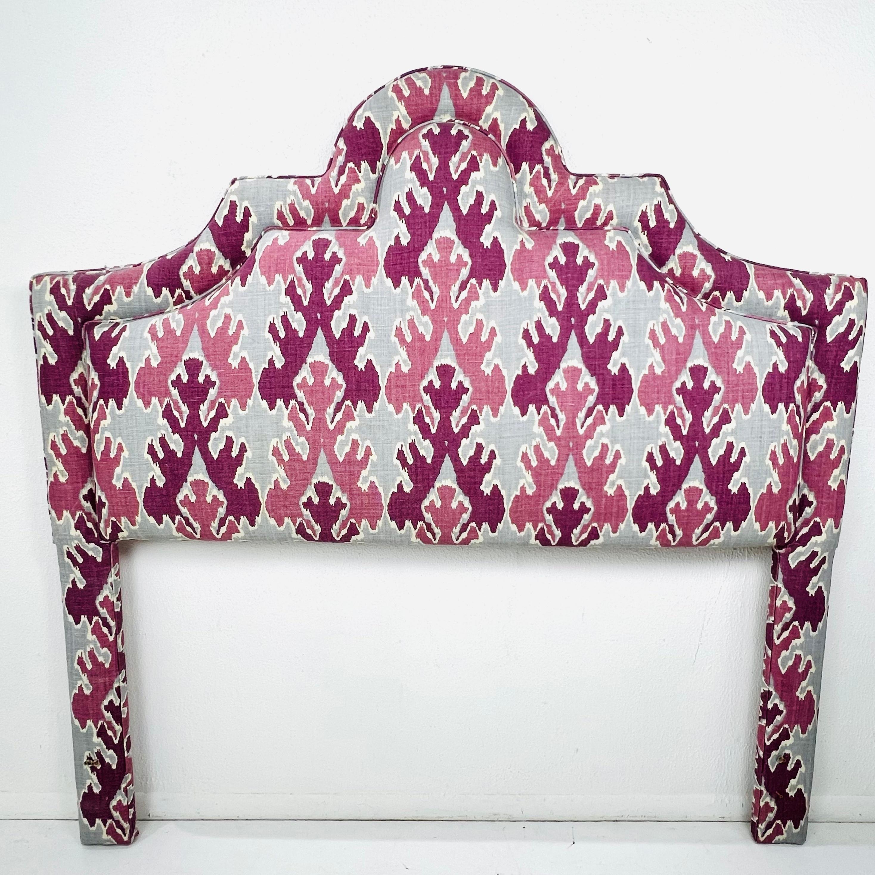 Queen Headboard Upholstered in Magenta Kelly Wearstler Fabric For Sale 4