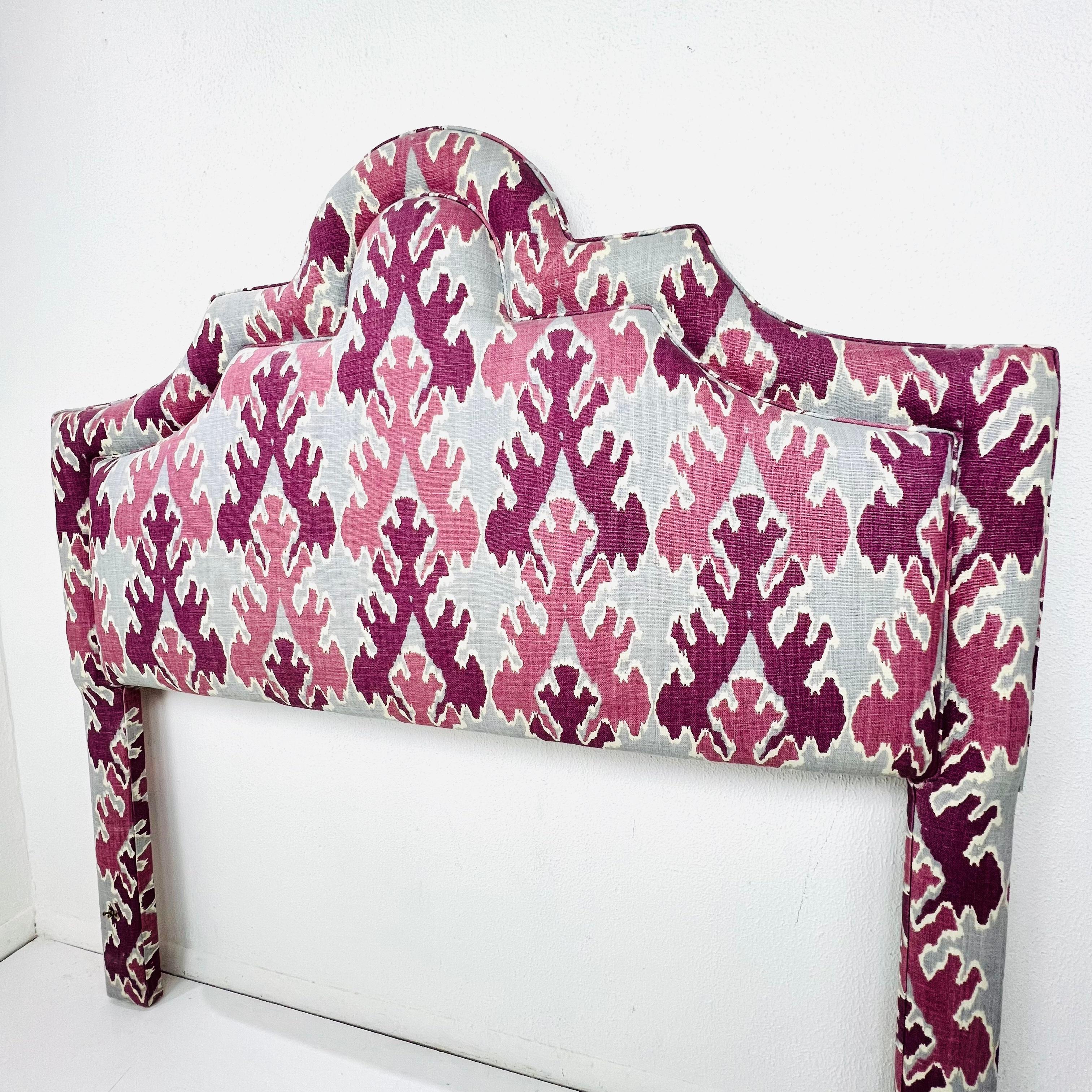 Queen Headboard Upholstered in Magenta Kelly Wearstler Fabric In Good Condition For Sale In Dallas, TX
