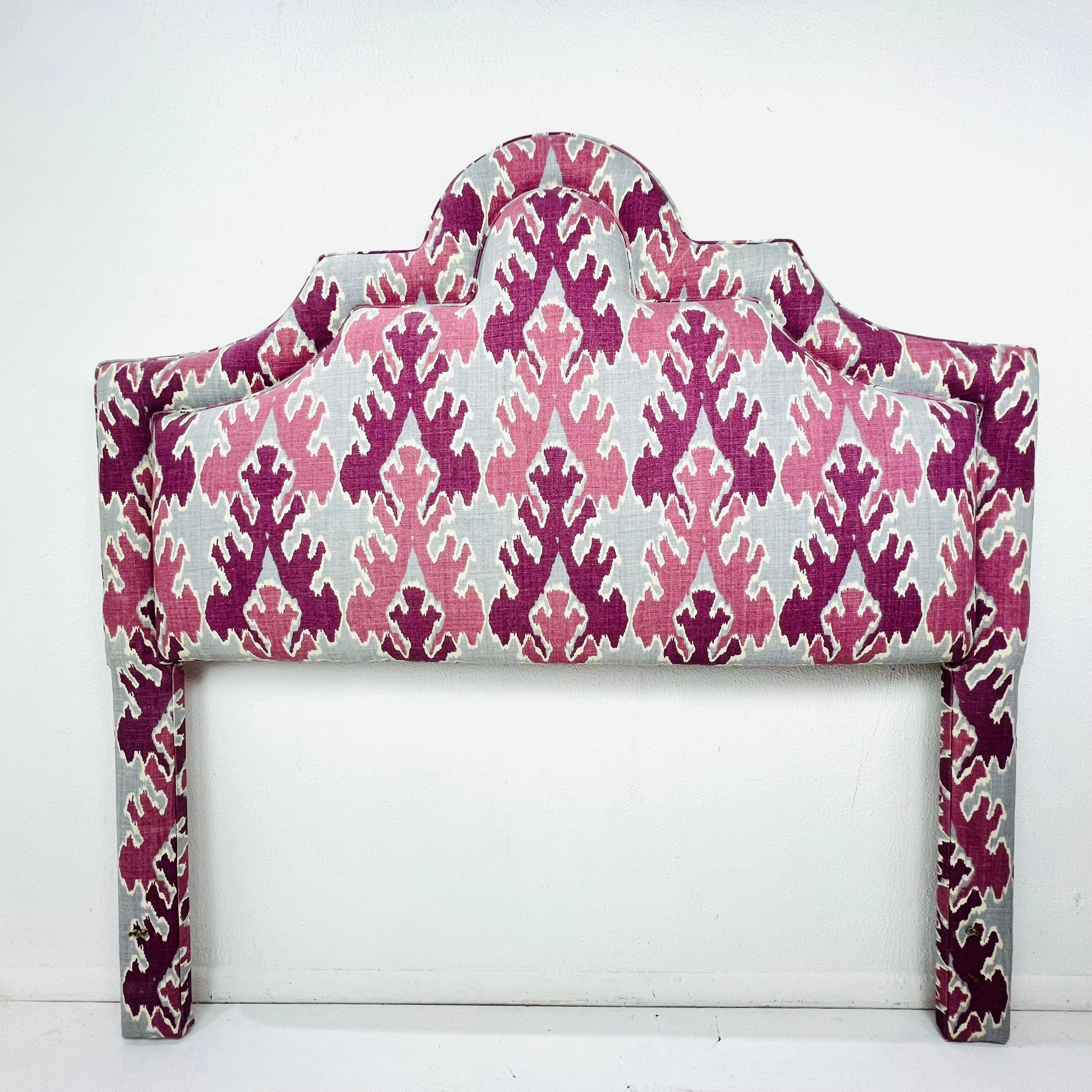 Contemporary Queen Headboard Upholstered in Magenta Kelly Wearstler Fabric For Sale