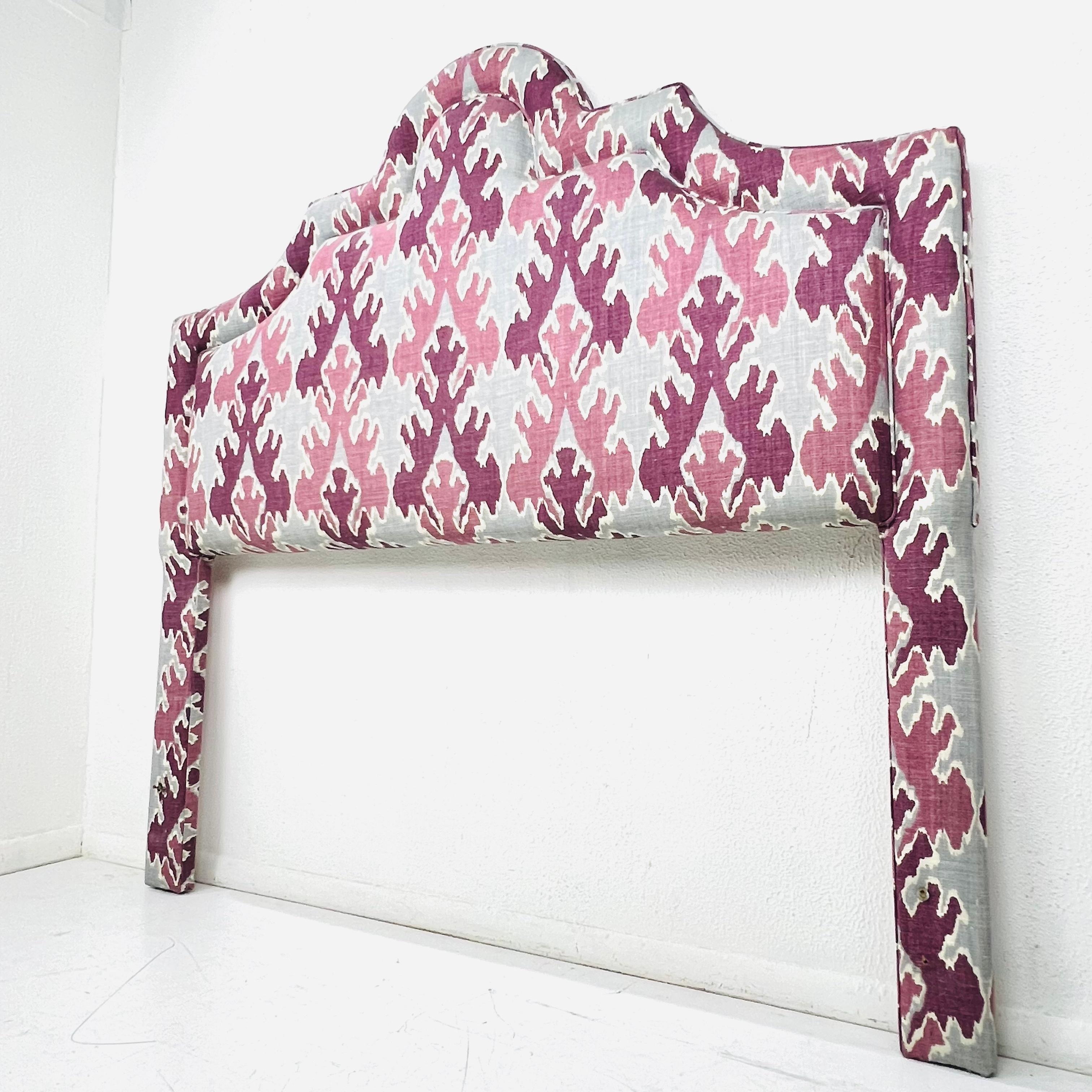 Queen Headboard Upholstered in Magenta Kelly Wearstler Fabric For Sale 2