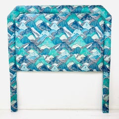 Queen Headboard Upholstered in Teal/Blue Kelly Wearstler Fabric