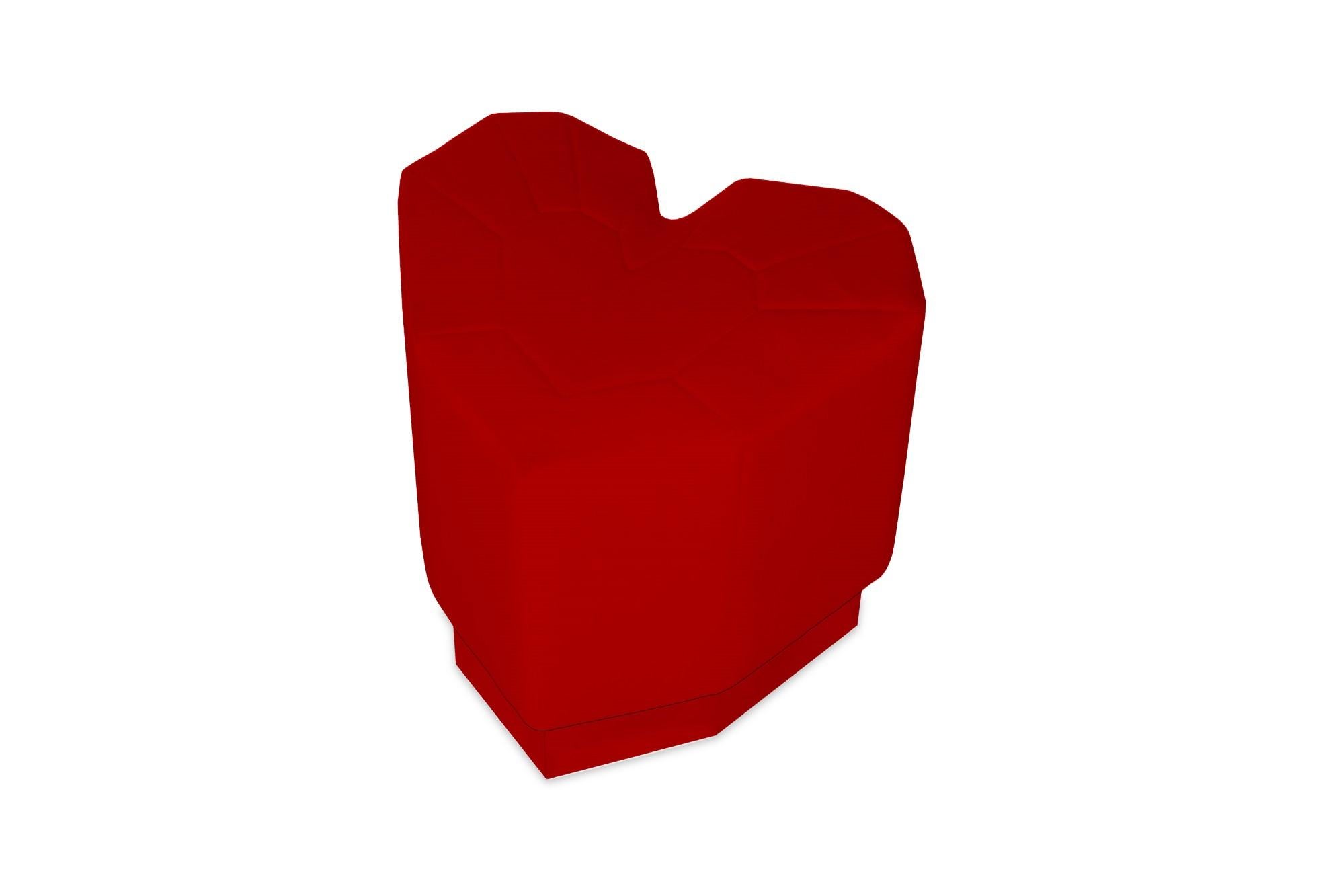 Queen heart varese scarlet stool by Royal Stranger
Dimensions: D 44 x W 49 x H 49 cm.
Different upholstery colors and finishes are available. Brass, copper or stainless steel in polished or brushed finish.
Materials: Heart shape upholstery on top