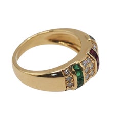 Bague « Queen » en or 18 carats avec rubis, émeraude, saphir, diamants et motif arc-en-ciel