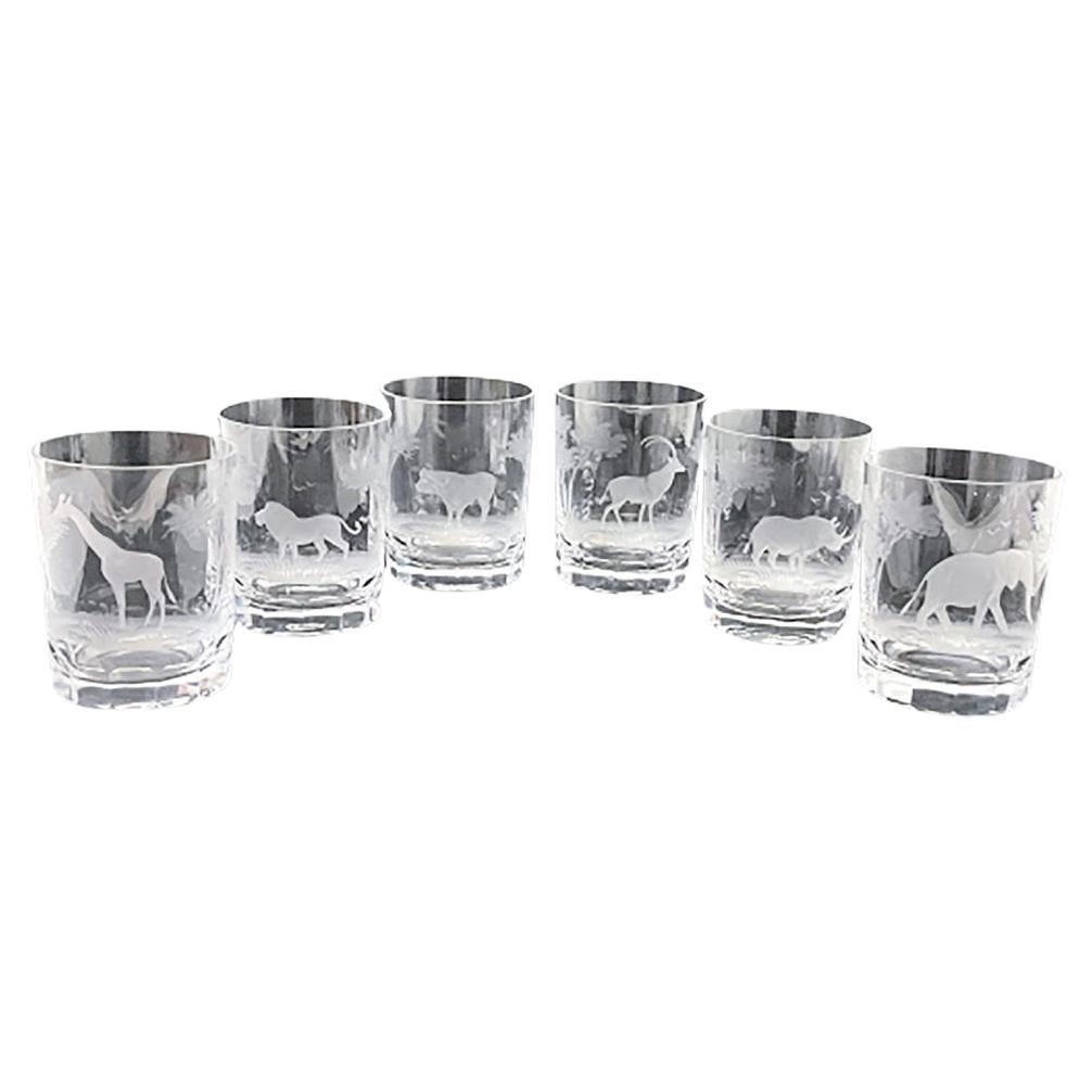 Queen Lace Crystal Glass Set of 6, Kenyan Wildlife Serie
