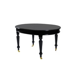 Baroque Style Black Lacquer Dining Table, Early 20th Century