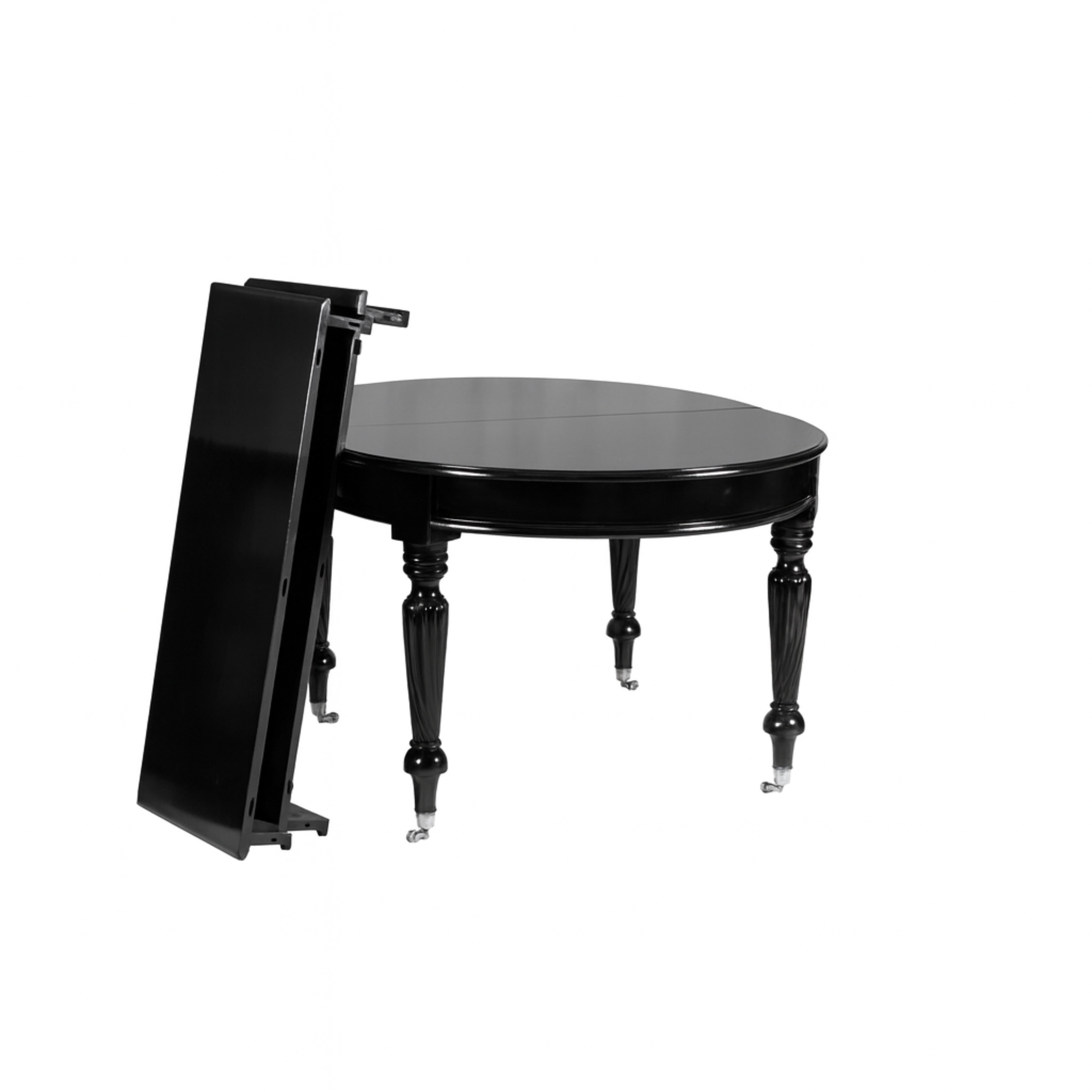 20ième siècle Table de salle à manger en laque noire de style Reine Maria, début du 20e siècle en vente
