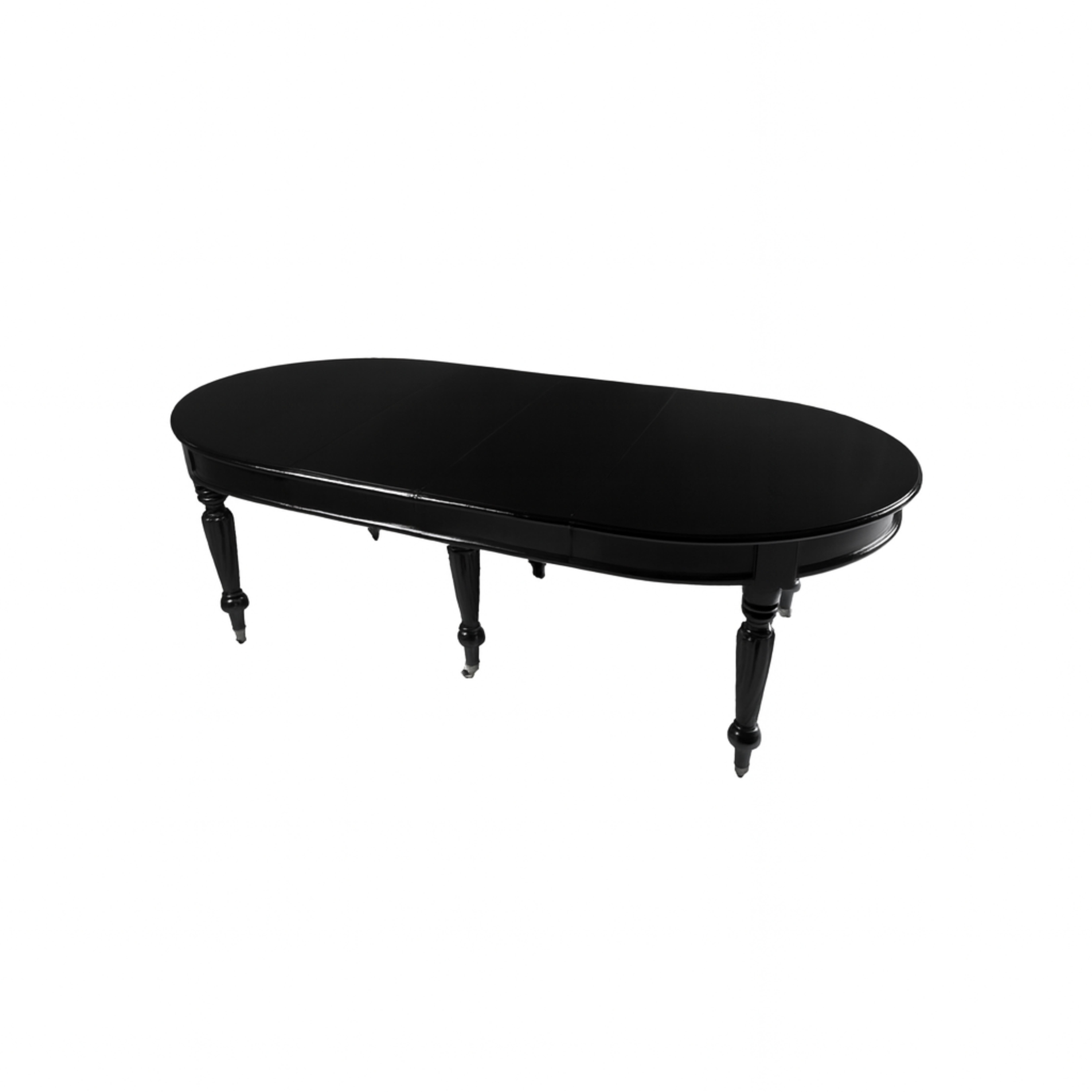 Laiton Table de salle à manger en laque noire de style Reine Maria, début du 20e siècle en vente