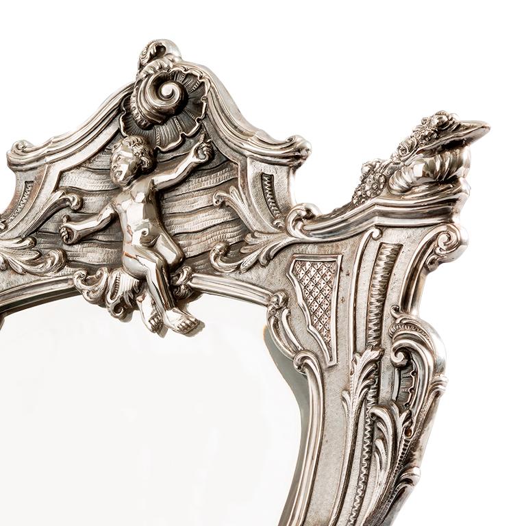 Queen Mirror, Versilberter Damenspiegel, Made in Italy (Italienisch) im Angebot