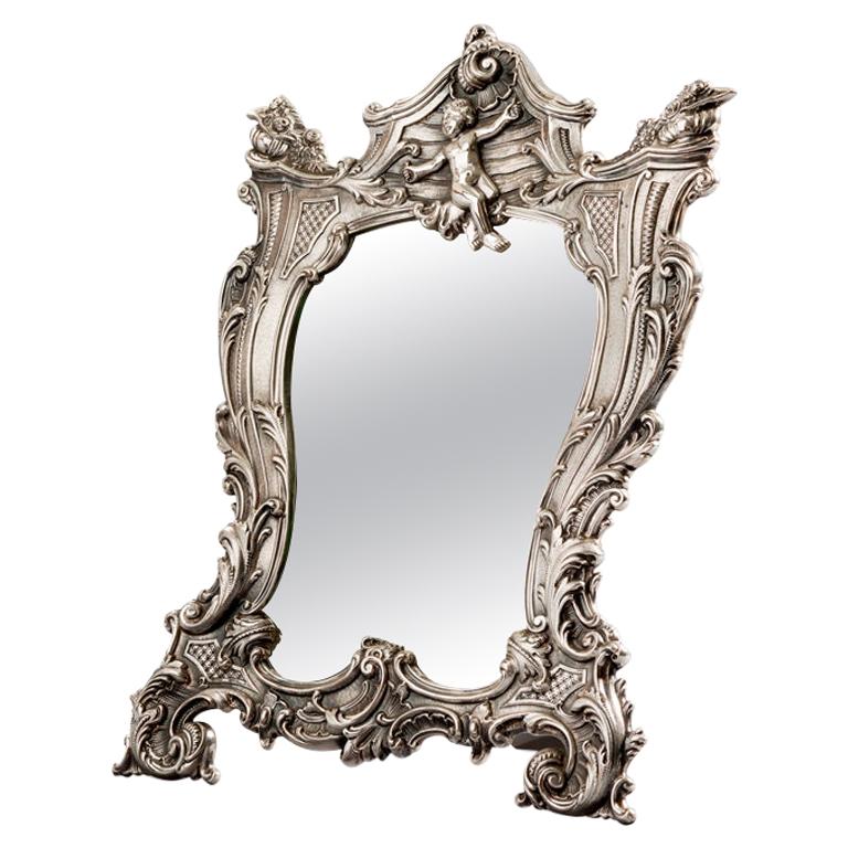 Silver Plated Dressing Table Mirror Silverware Glass Traditional Table Top 