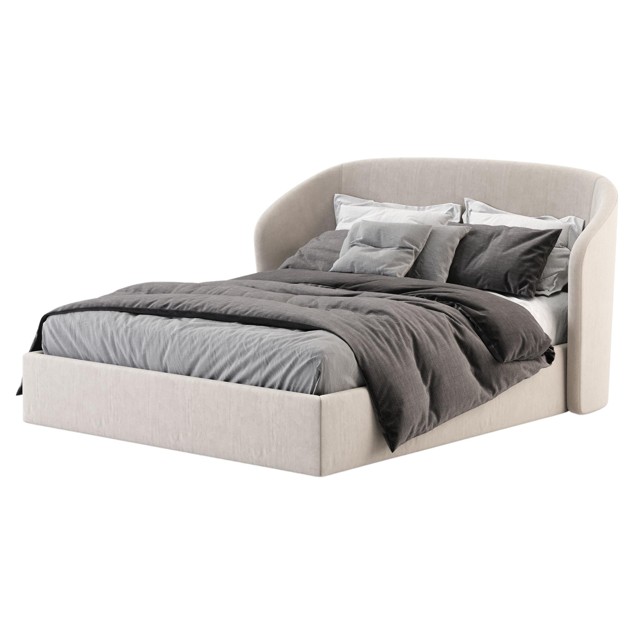 Queen Modern Fortune Bed Made with Textile, Handmade by Stylish Club