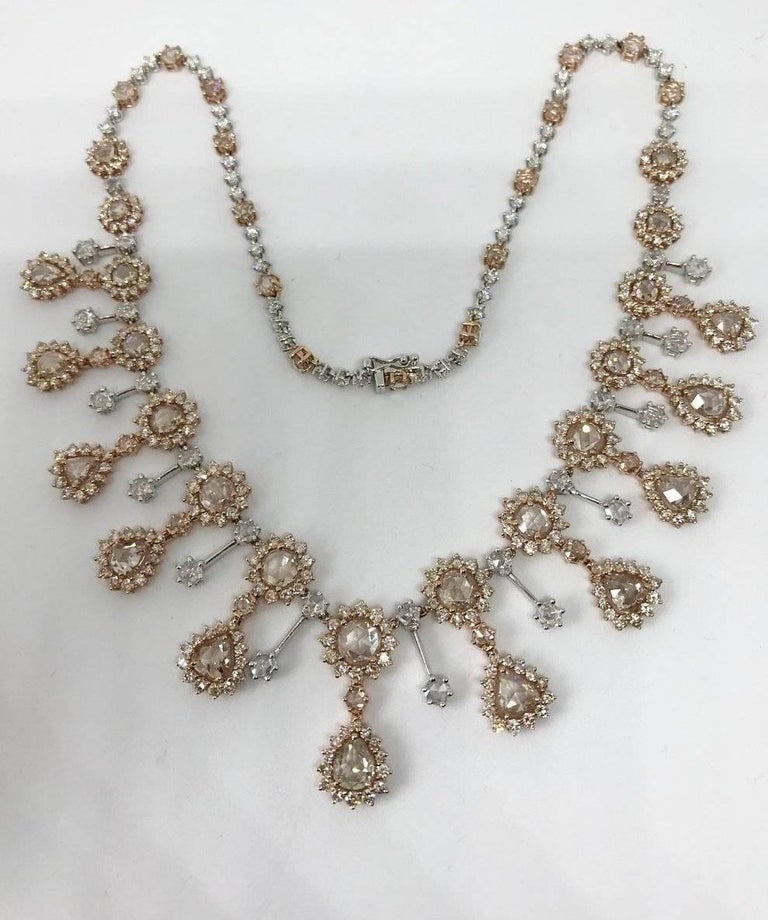 Queen Necklace With 18k Multi Color Gold 32.42 grams and Diamonds For