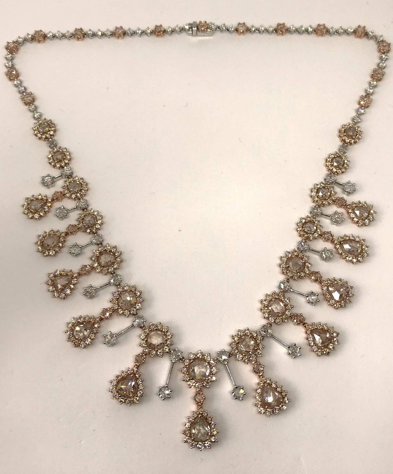 Queen Necklace With 18k Multi Color Gold 32.42 grams and Diamonds For