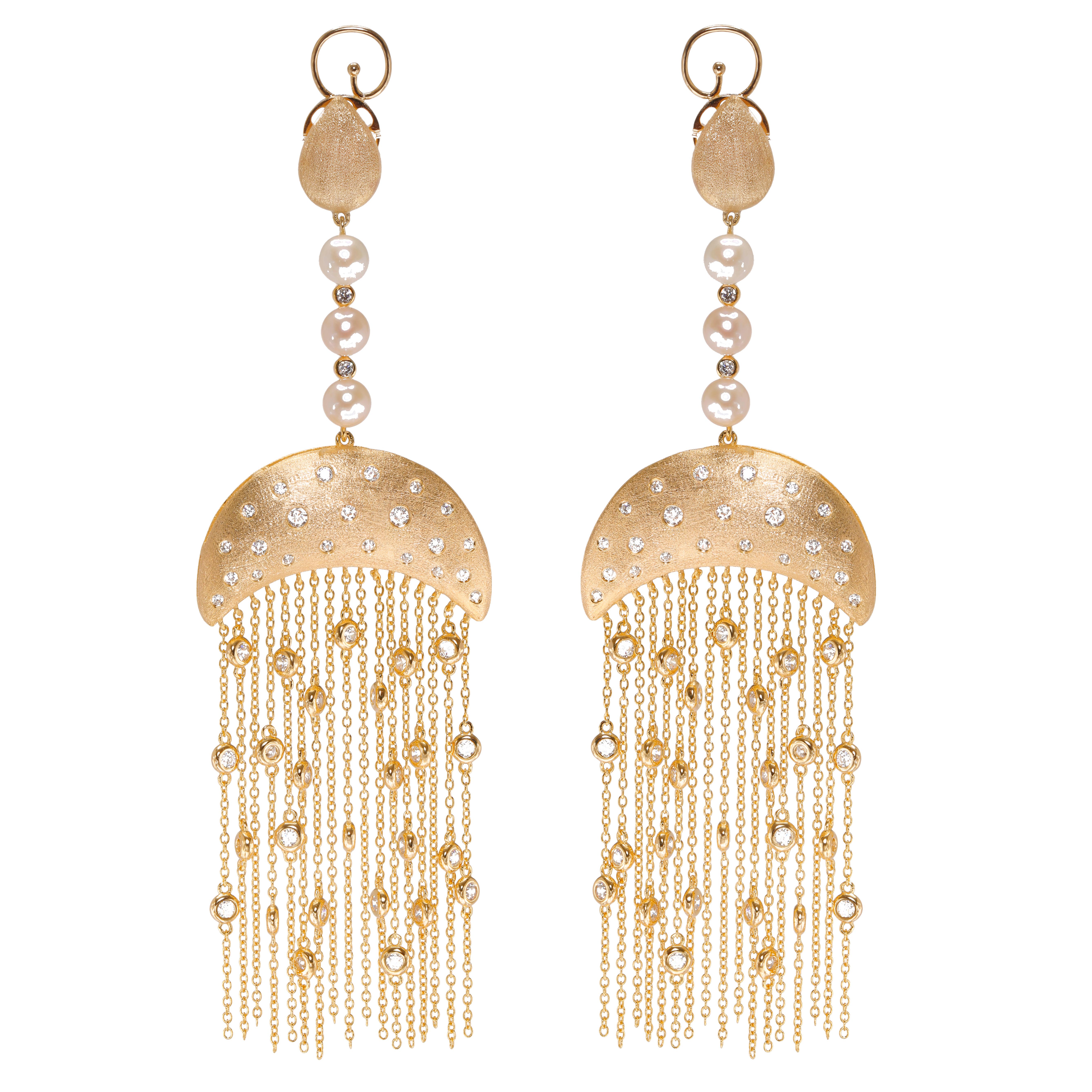 Queen Nefertari Vermeil Gold Drop Earrings with Tassels