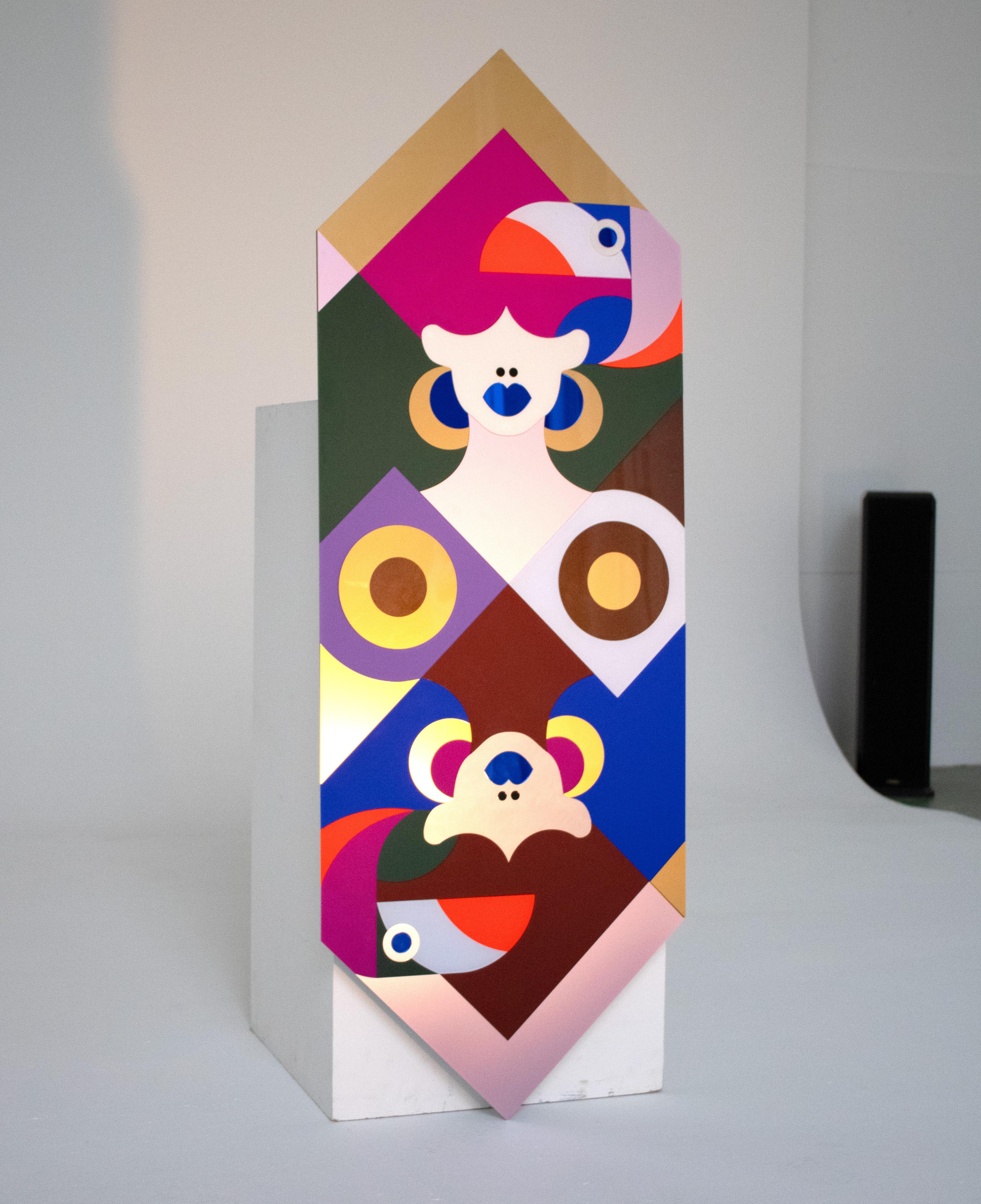 Contemporary Queen of Diamonds: 150 cm tall artwork, made from various types of plexiglass For Sale