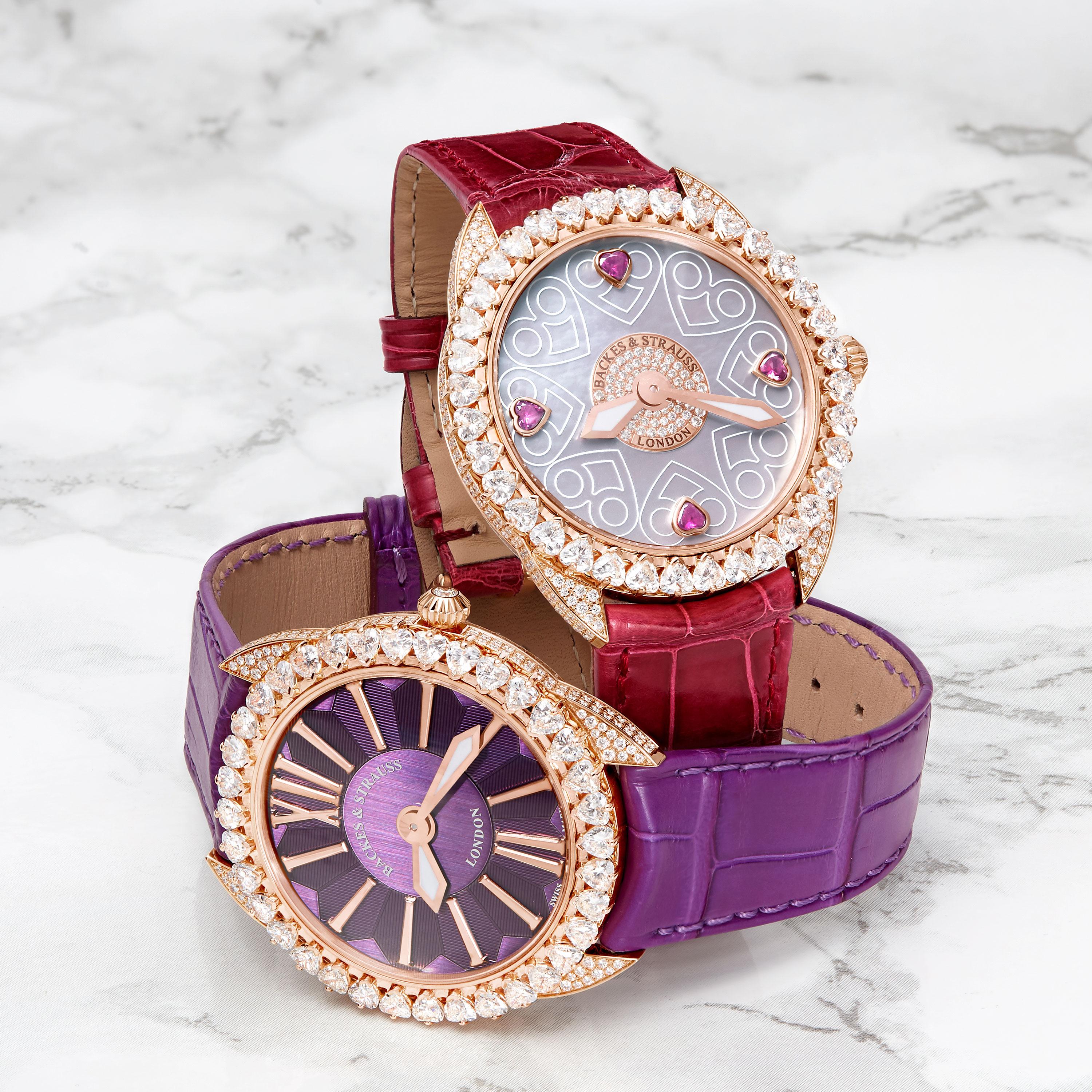 Women's Queen of Hearts 40 Luxury Diamond Watch for Women, 18 Karat Rose Gold For Sale