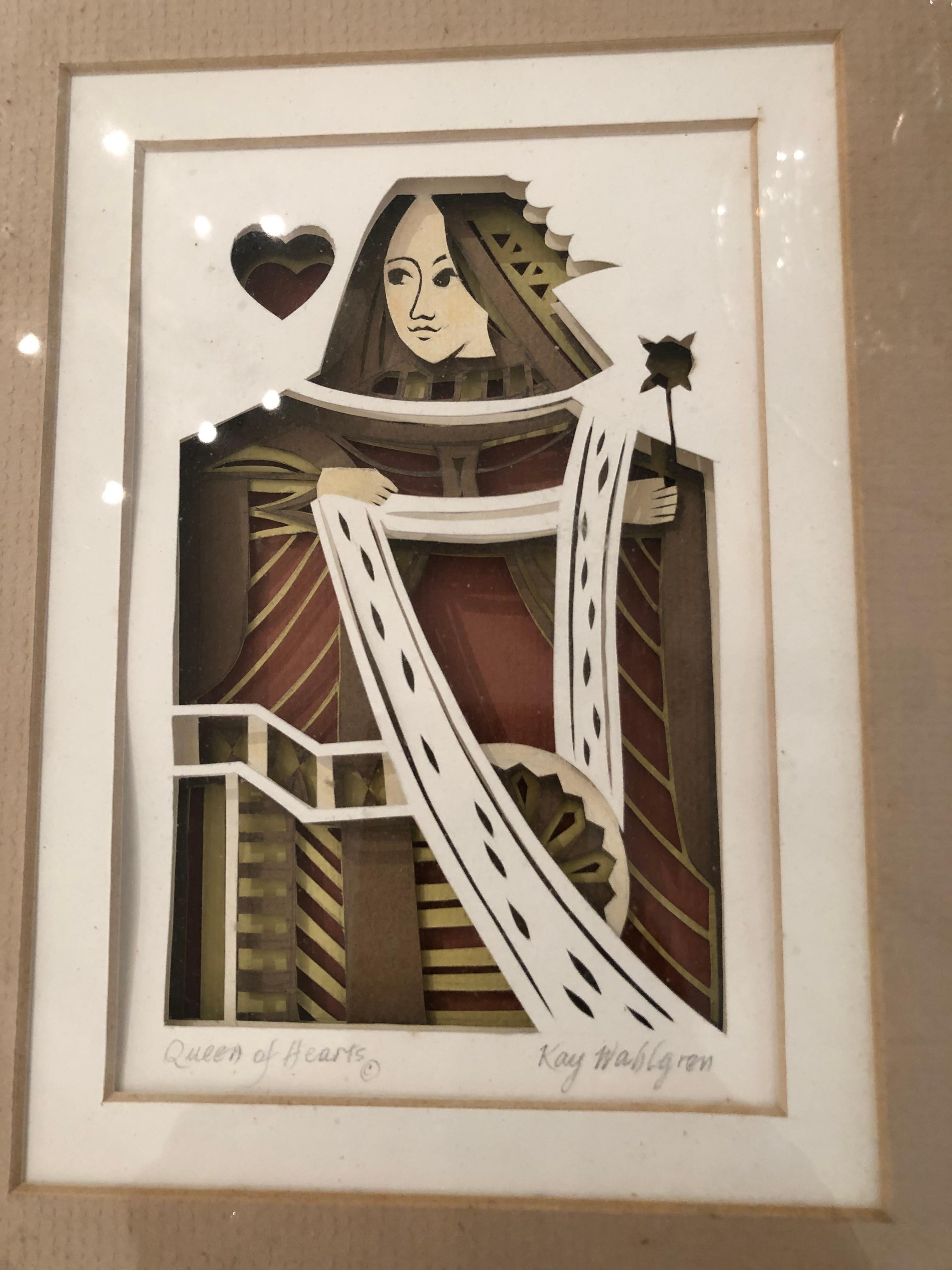 Queen of Hearts Paper Sculpture by Kay Wahlgren In Excellent Condition For Sale In Hopewell, NJ