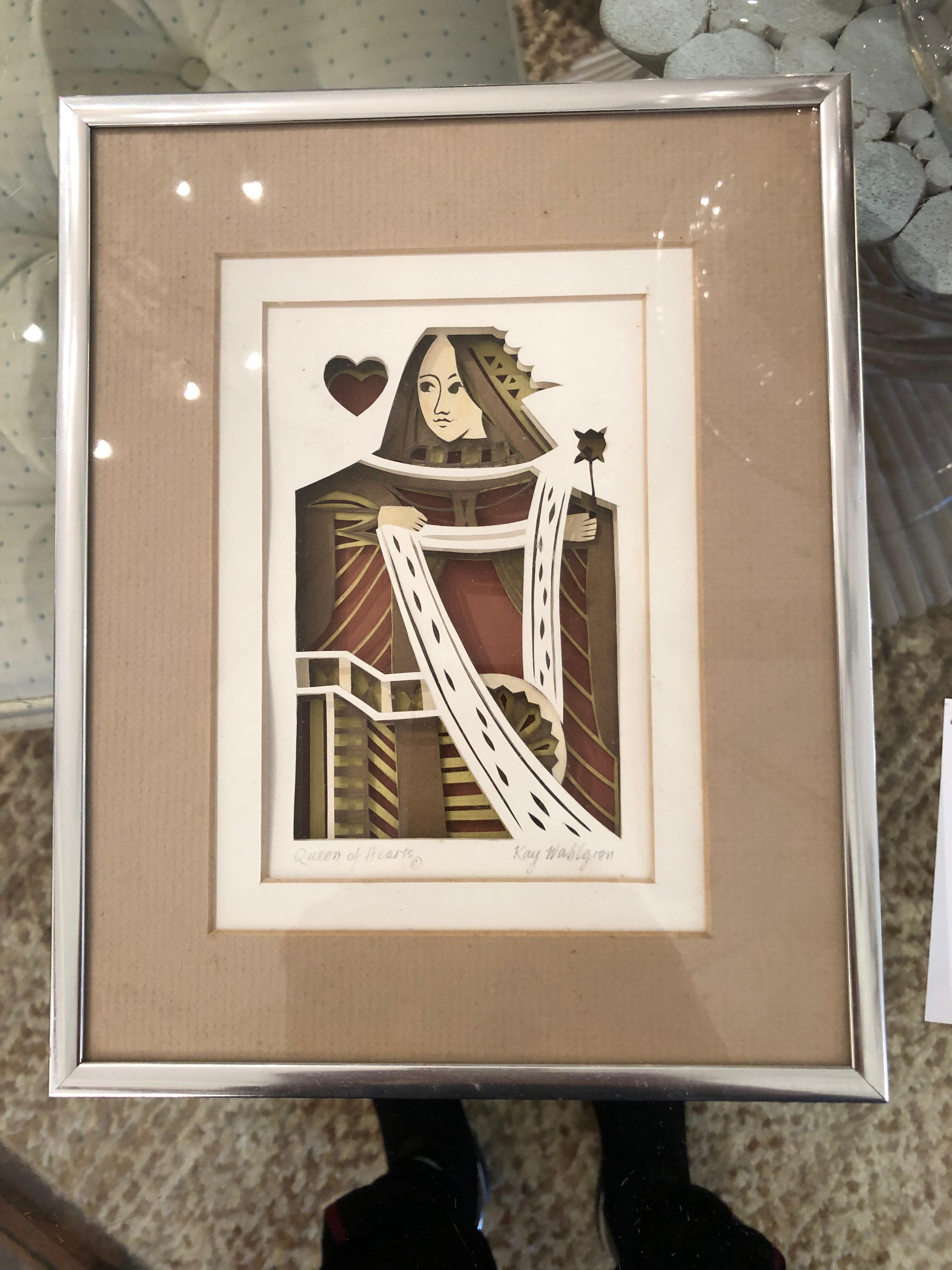 Late 20th Century Queen of Hearts Paper Sculpture by Kay Wahlgren For Sale