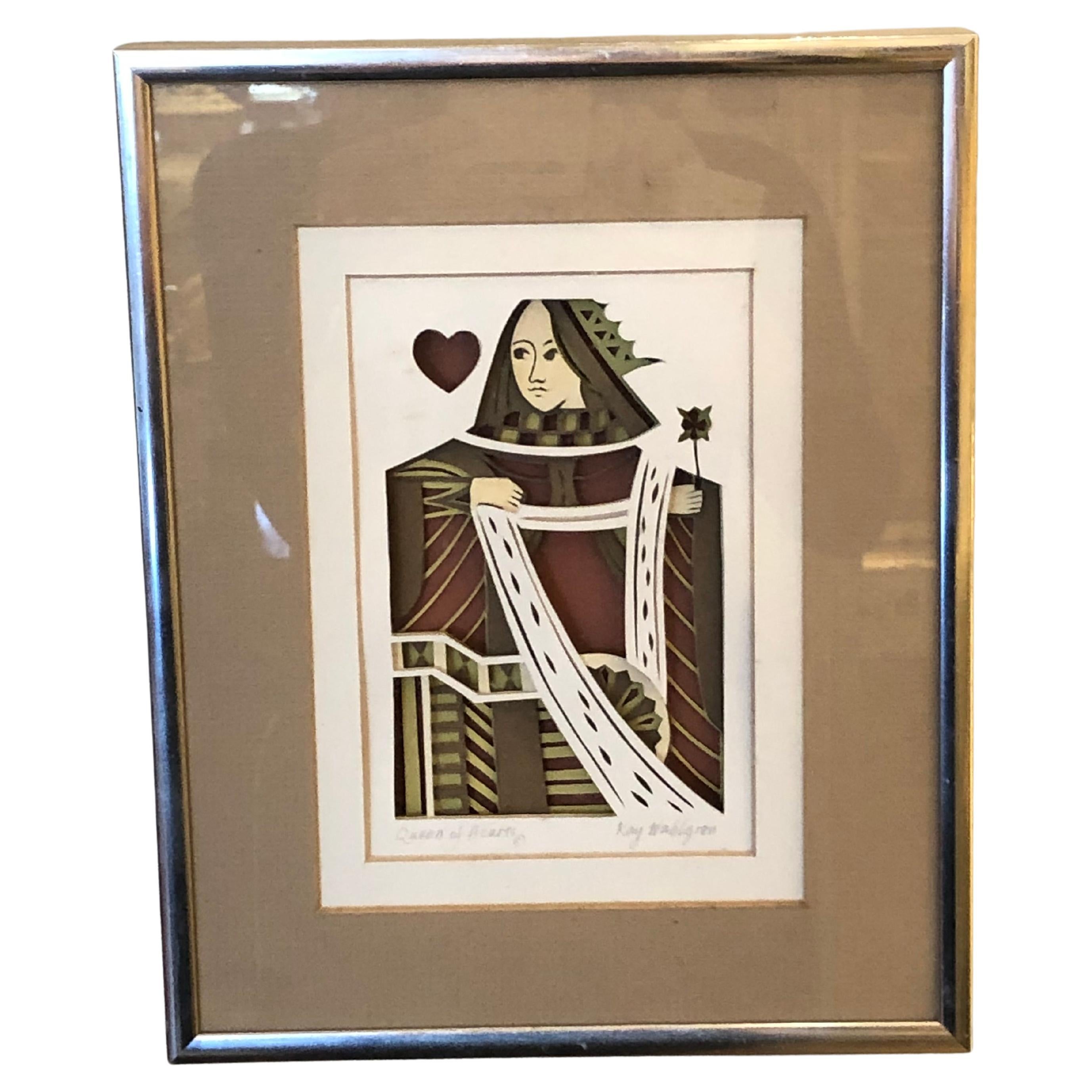 Queen of Hearts Paper Sculpture by Kay Wahlgren For Sale